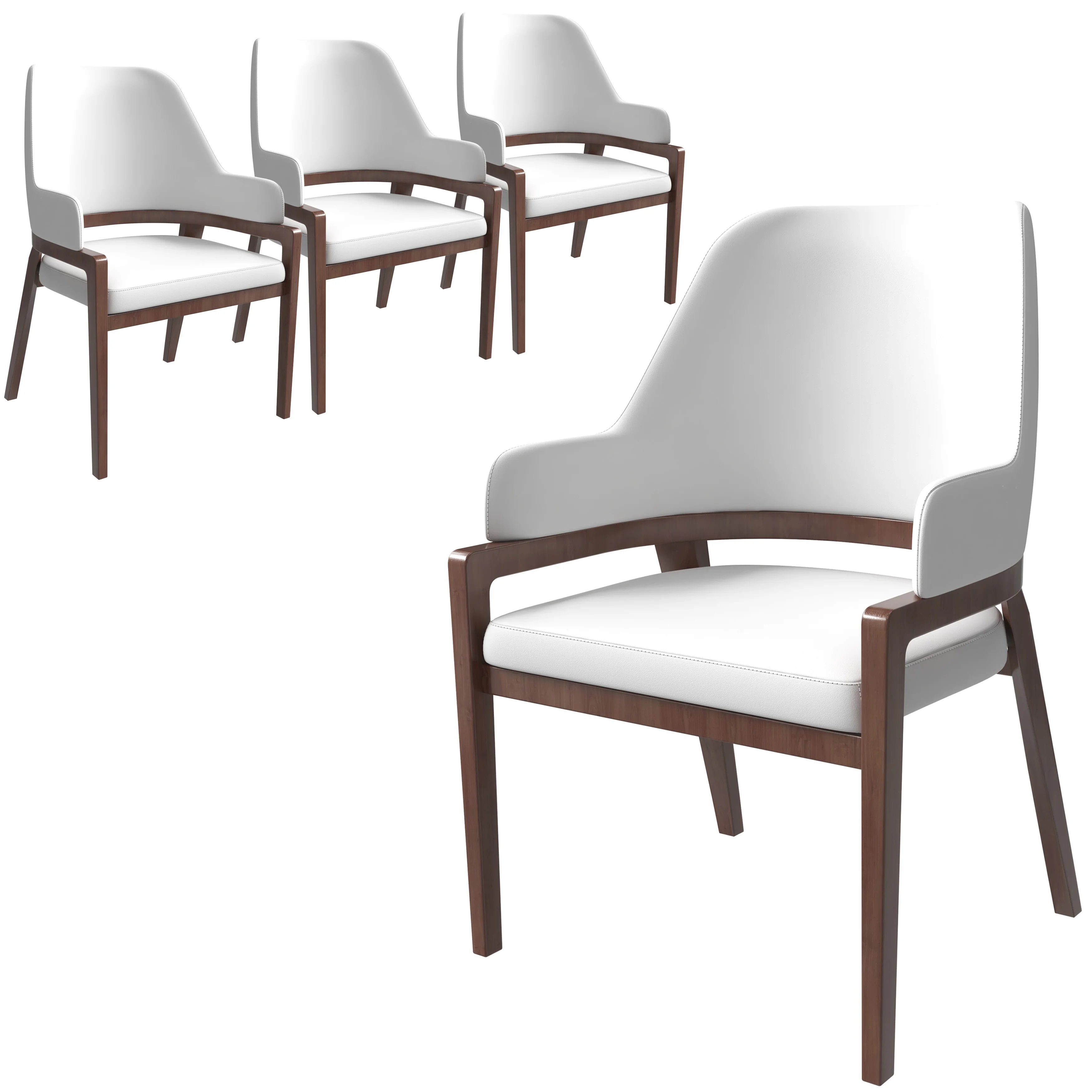 Ethora Collection Modern Wooden Dining Chair in White Set of 4