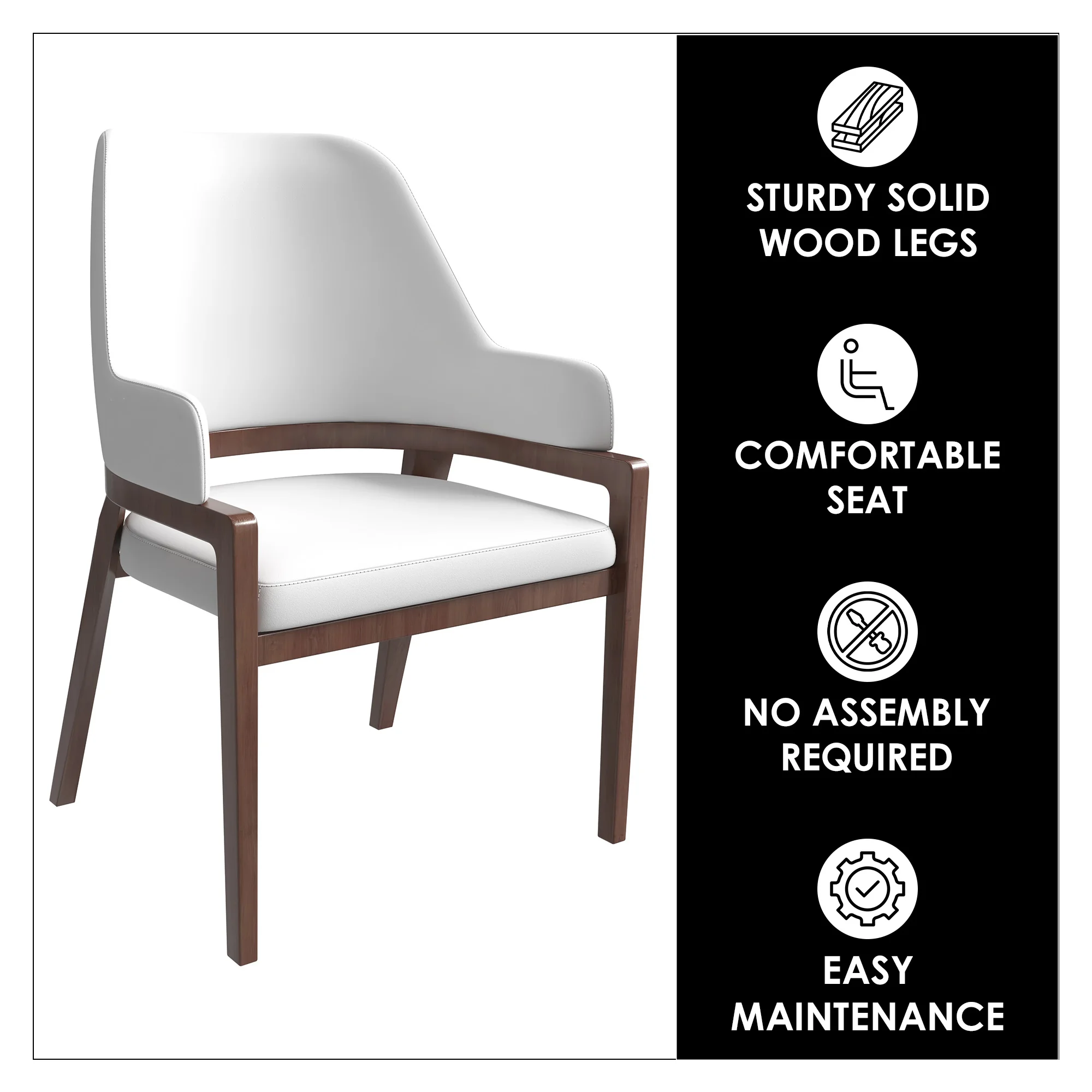 Ethora Collection Modern Wooden Dining Chair in White Set of 4