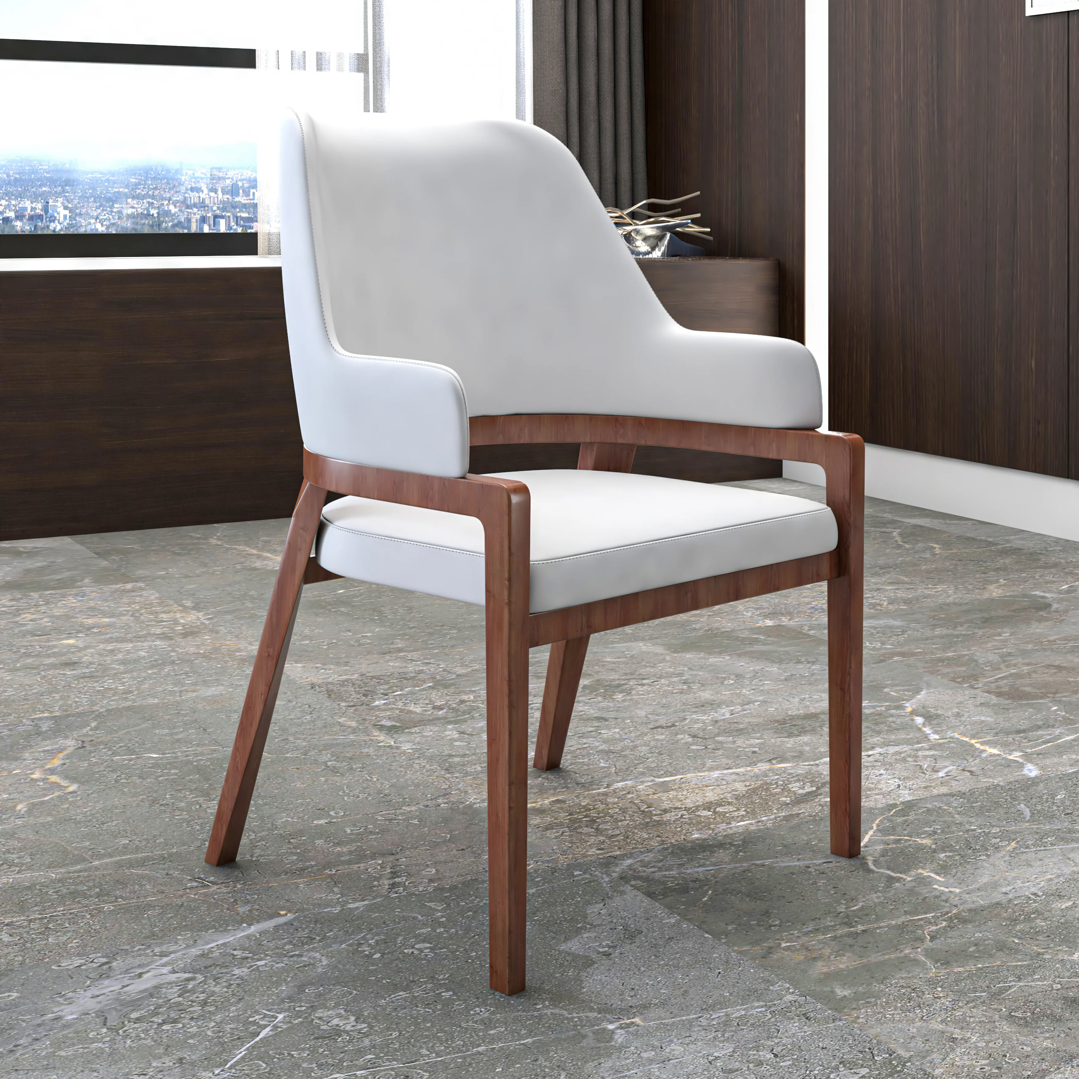 Ethora Collection Modern Wooden Dining Chair in White Set of 4
