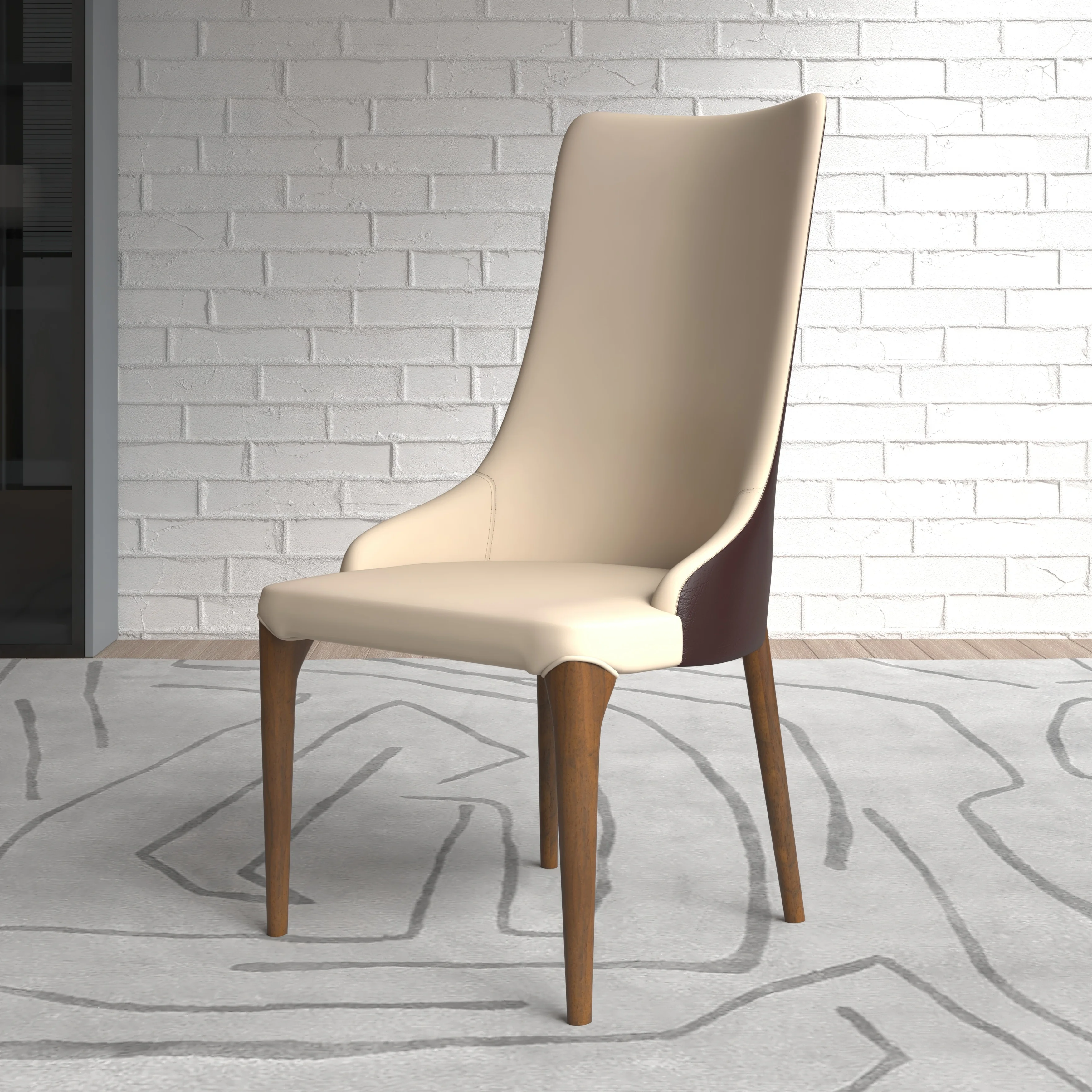 Elm Collection Modern Wooden Dining Chair In Brown