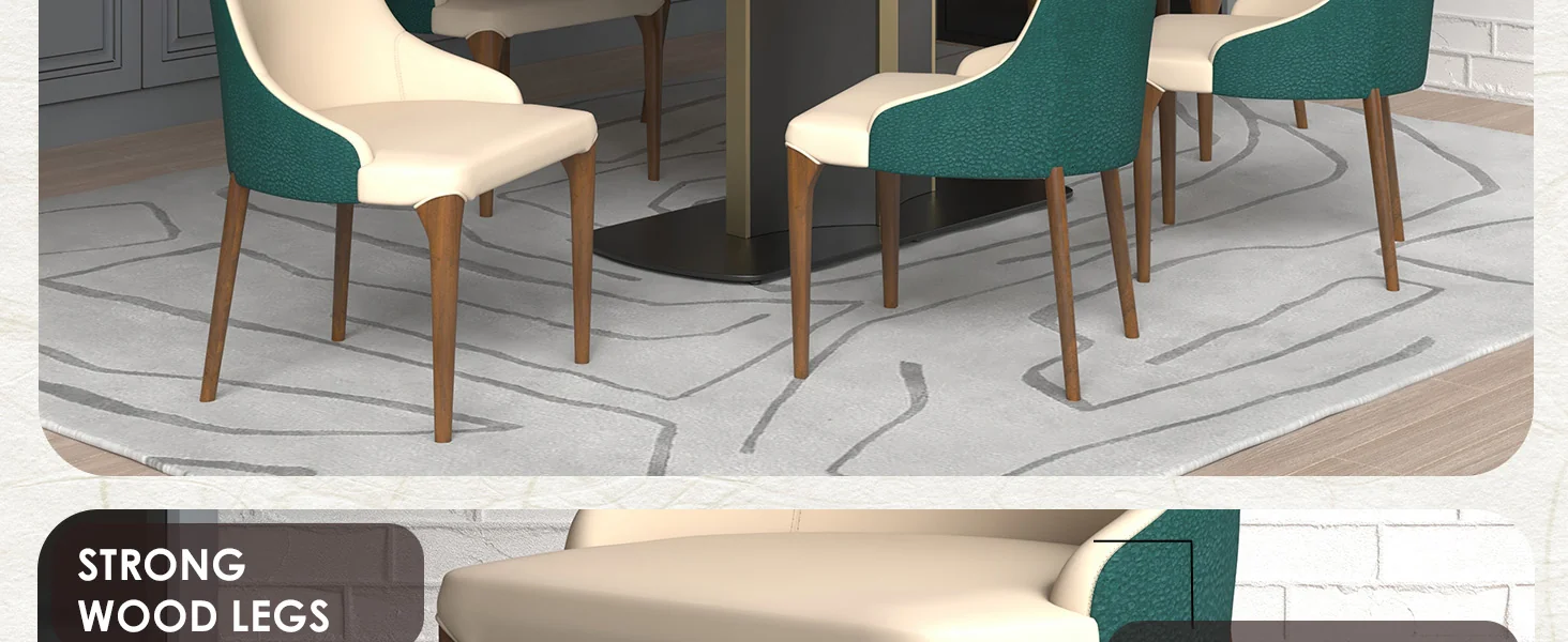 Elm Collection Modern Wooden Dining Chair In Green Velvet