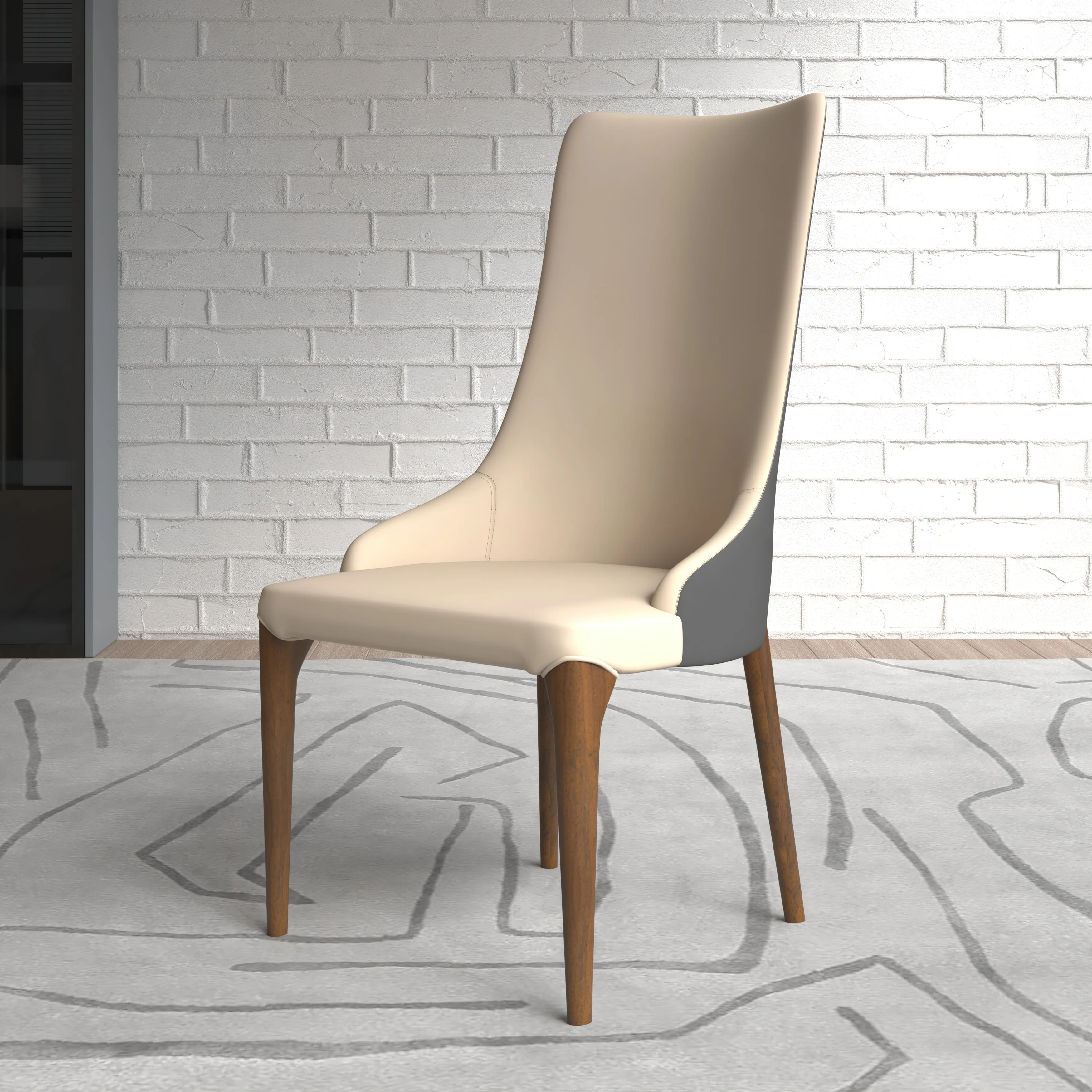 Elm Collection Modern Wooden Dining Chair In Grey