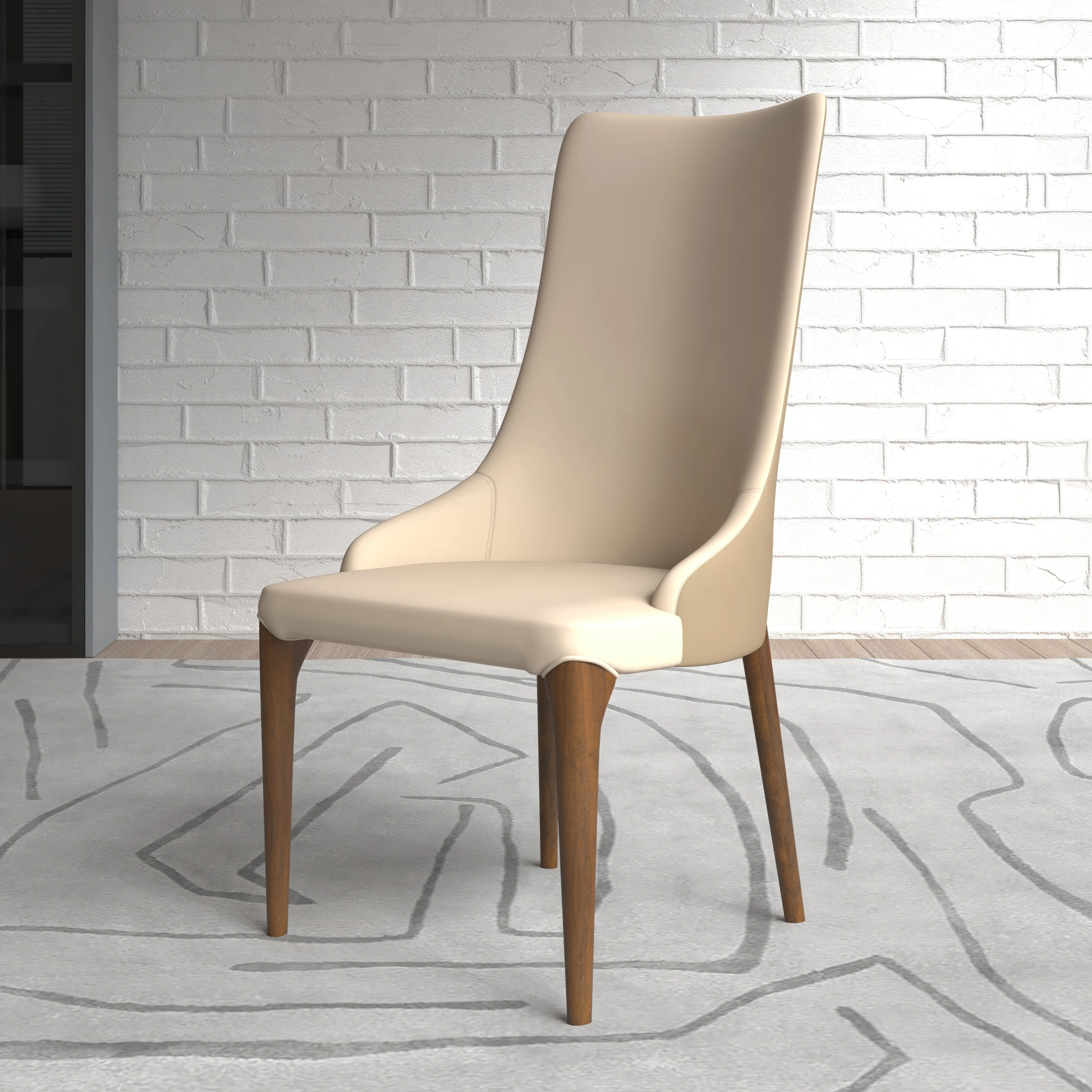 Elm Collection Modern Wooden Dining Chair In Toupe