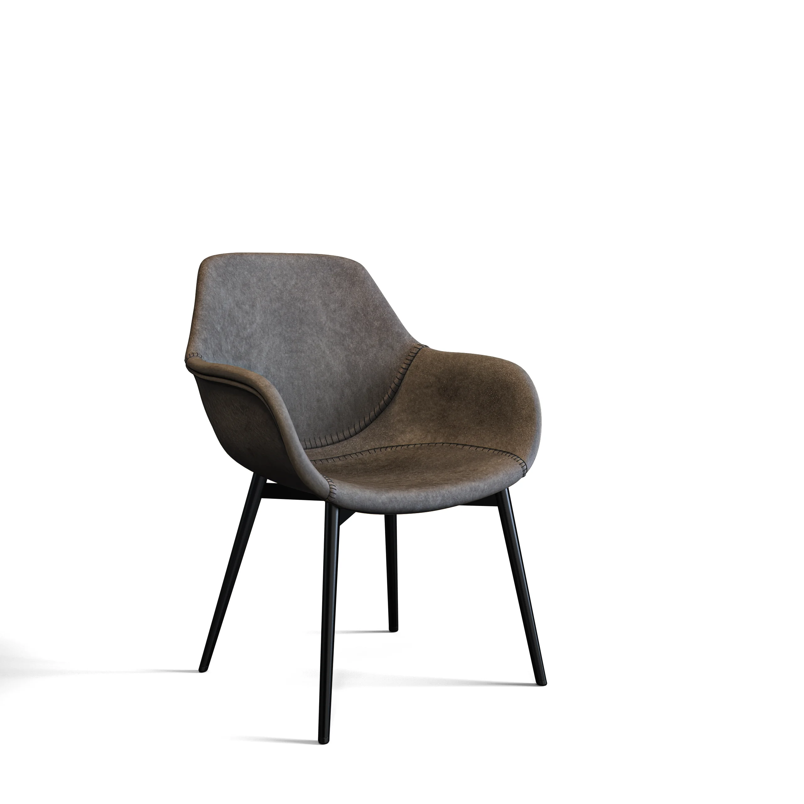 Markley Modern Leather Dining Arm Chair With Metal Legs