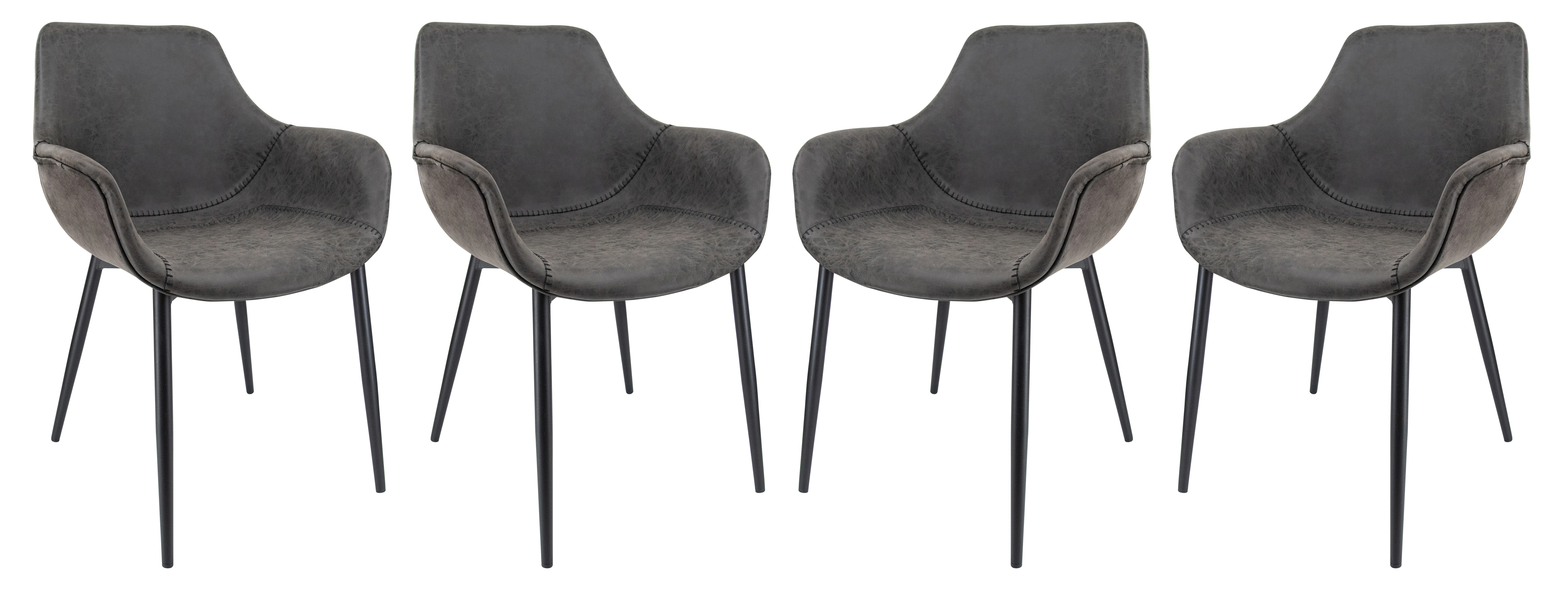 Markley Modern Leather Dining Arm Chair With Metal Legs Set of 4