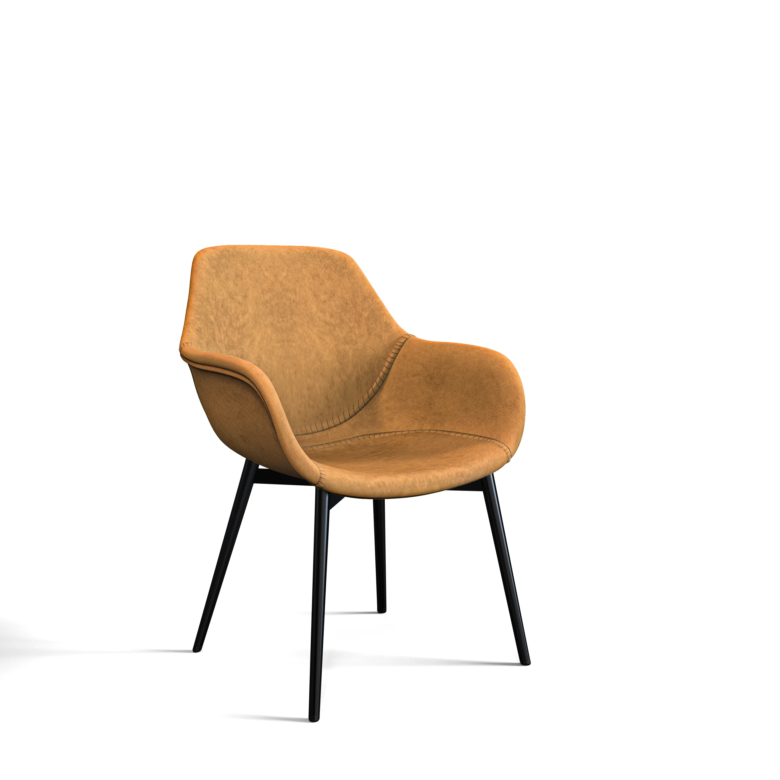 Markley Modern Leather Dining Arm Chair With Metal Legs