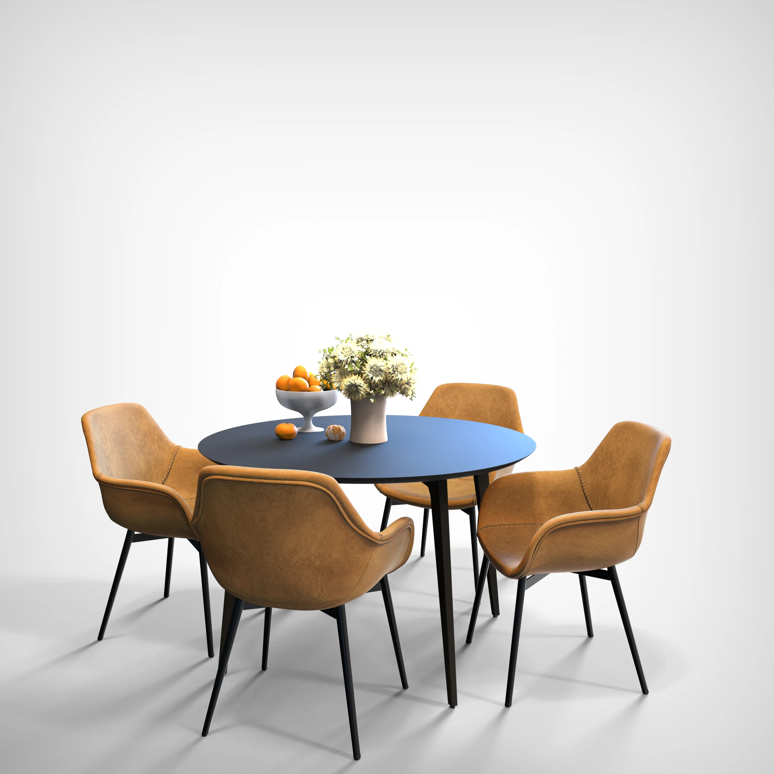 Markley Modern Leather Dining Arm Chair With Metal Legs