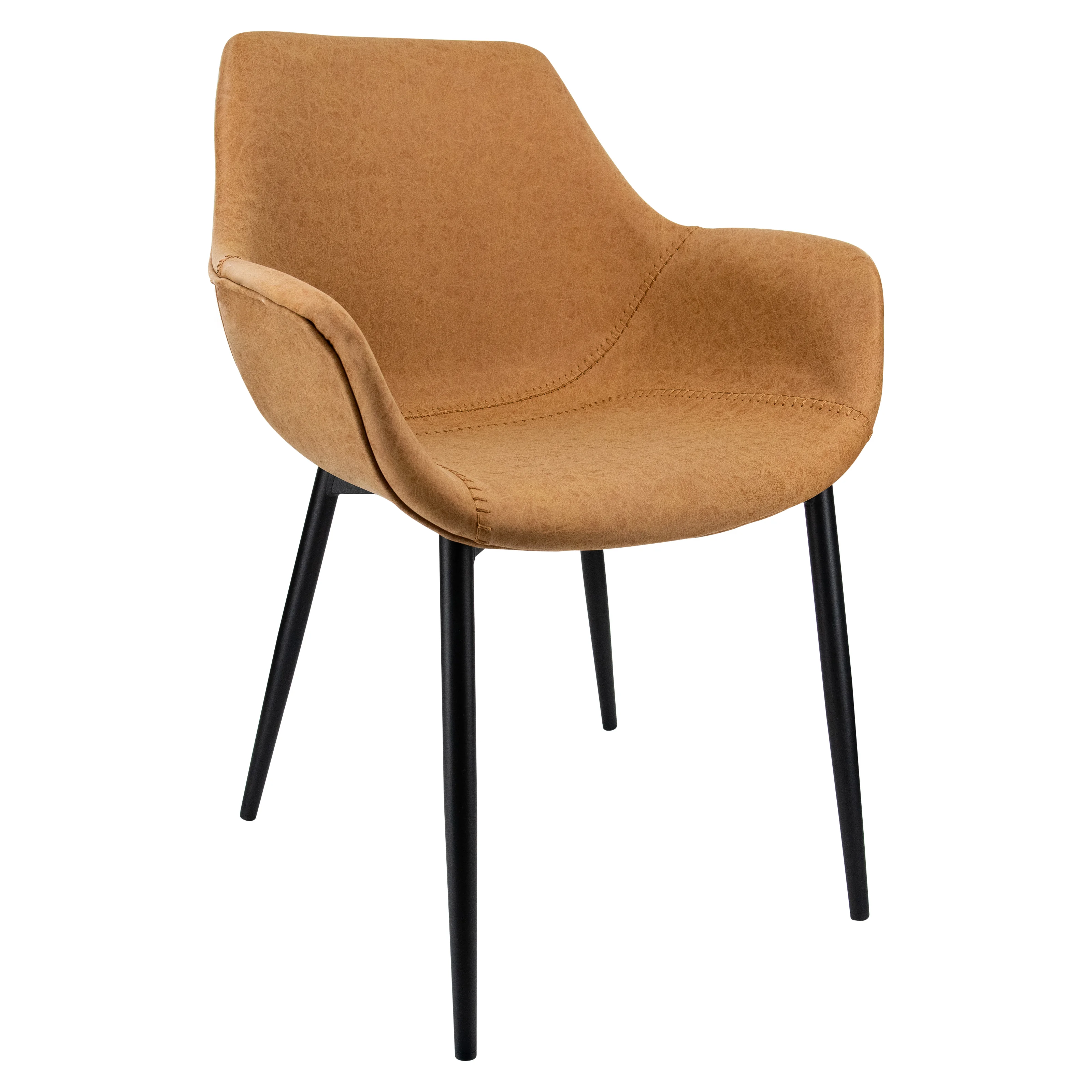 Markley Modern Leather Dining Arm Chair With Metal Legs