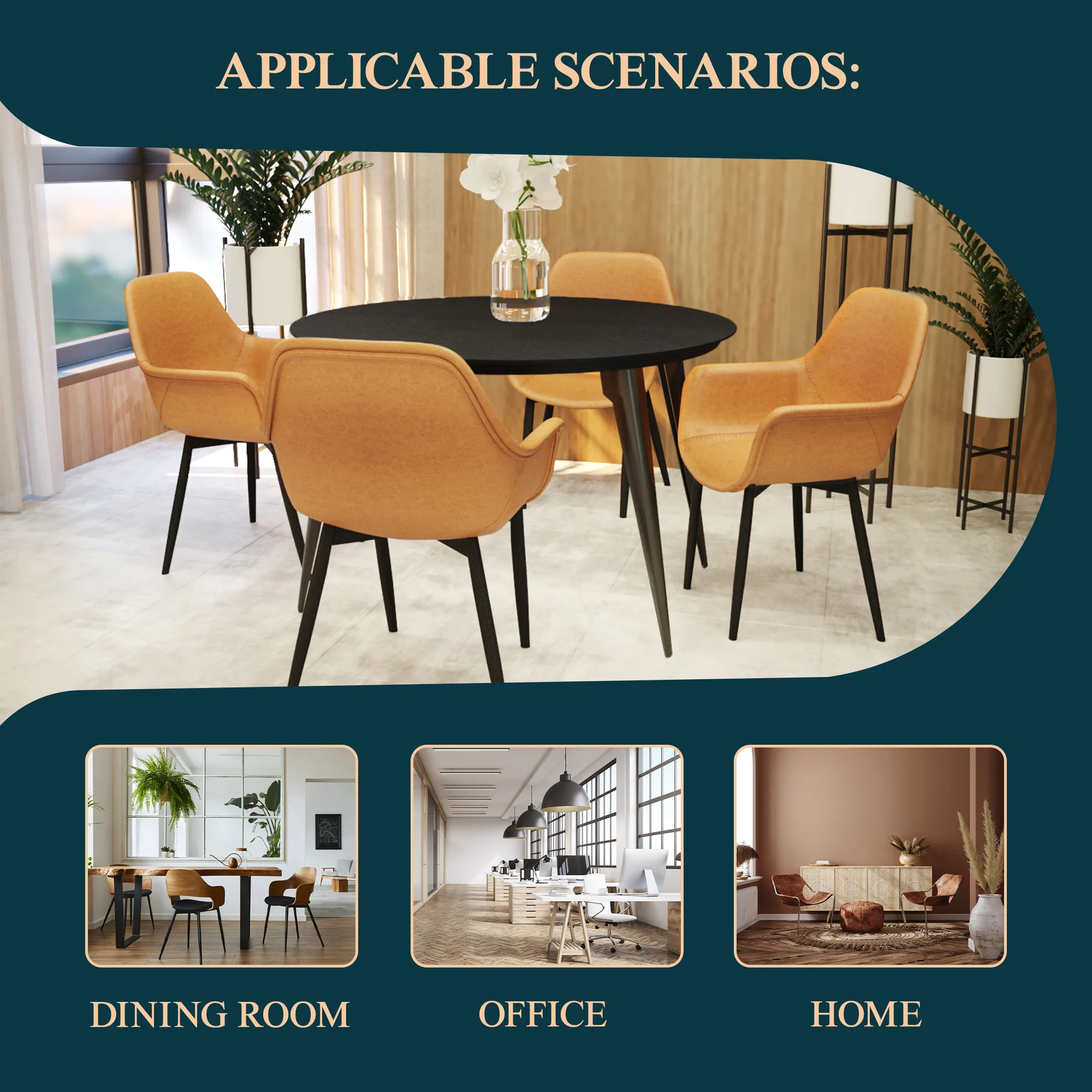 Markley Modern Leather Dining Arm Chair With Metal Legs Set of 2