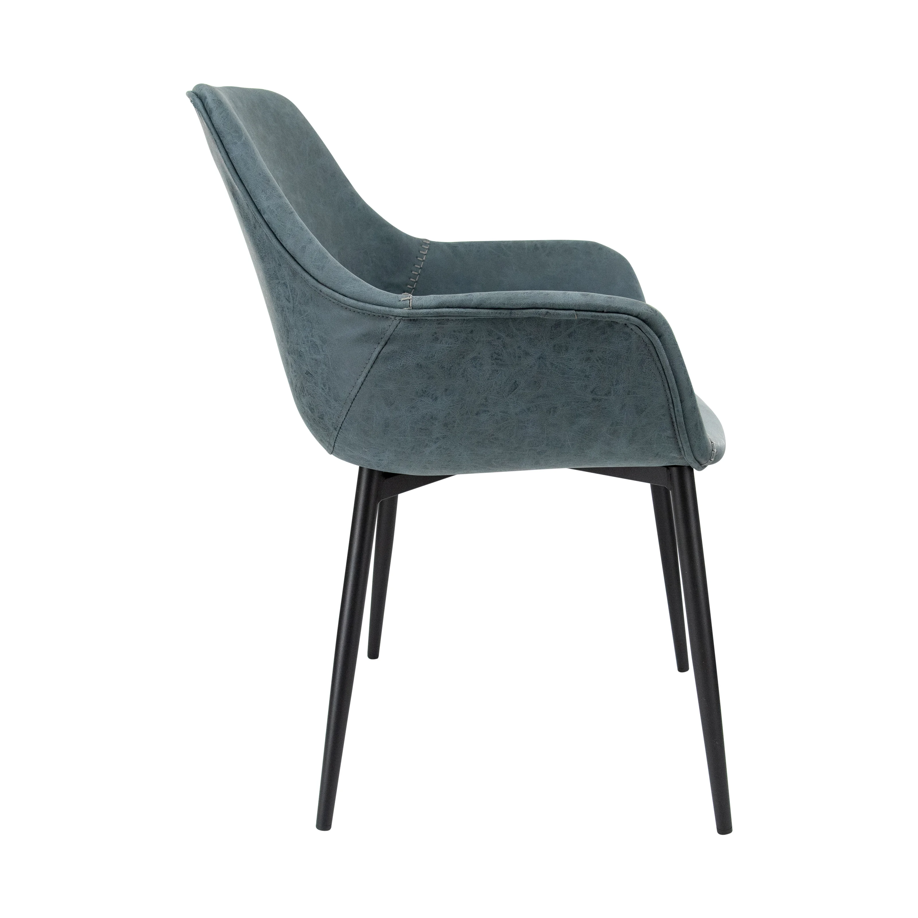 Markley Modern Leather Dining Arm Chair With Metal Legs