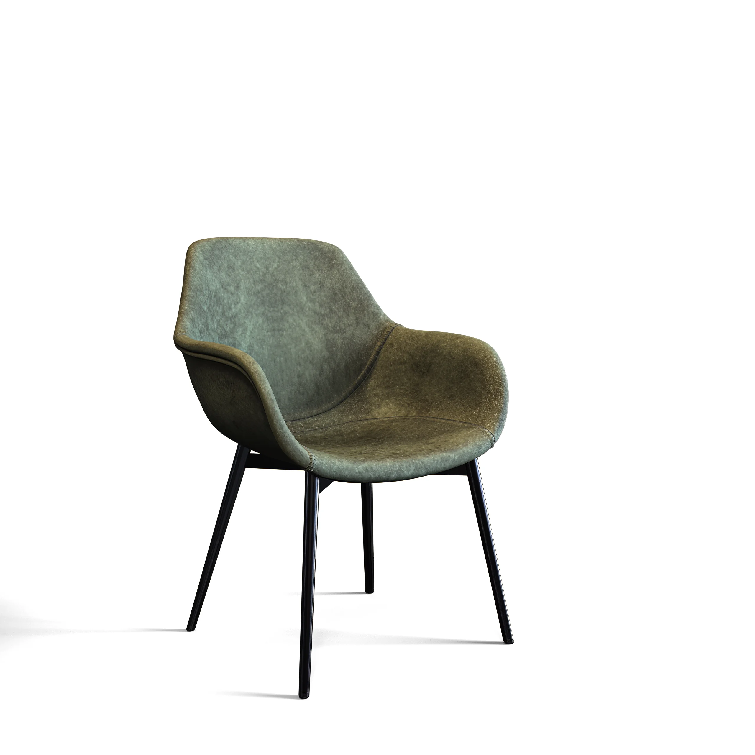 Markley Modern Leather Dining Arm Chair With Metal Legs