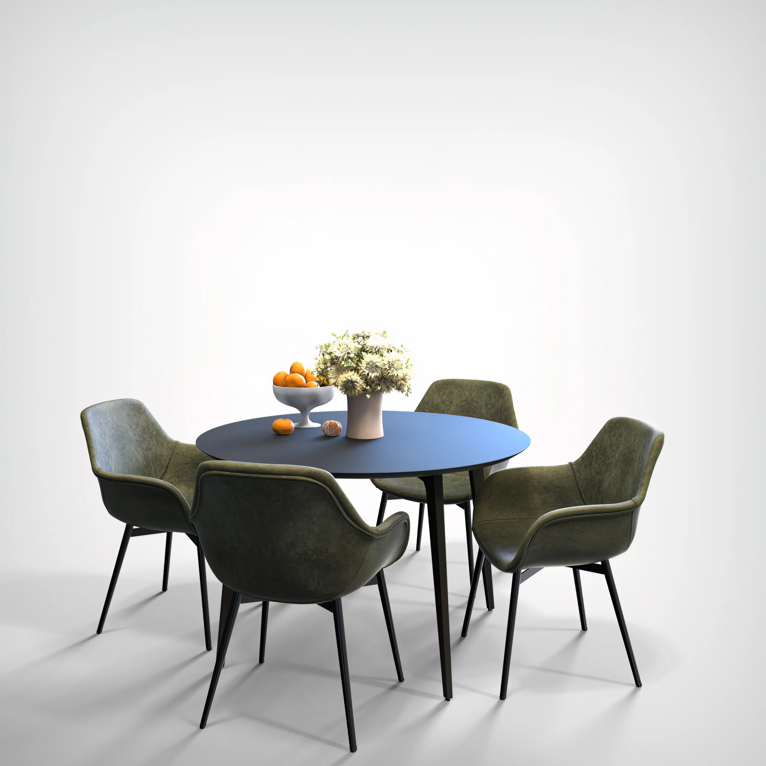 Markley Modern Leather Dining Arm Chair With Metal Legs