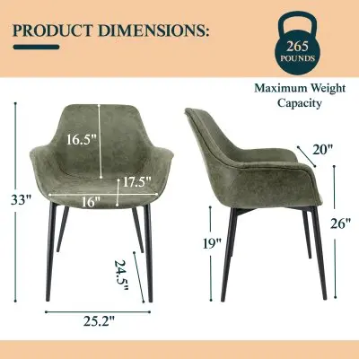 Markley Modern Leather Dining Arm Chair With Metal Legs