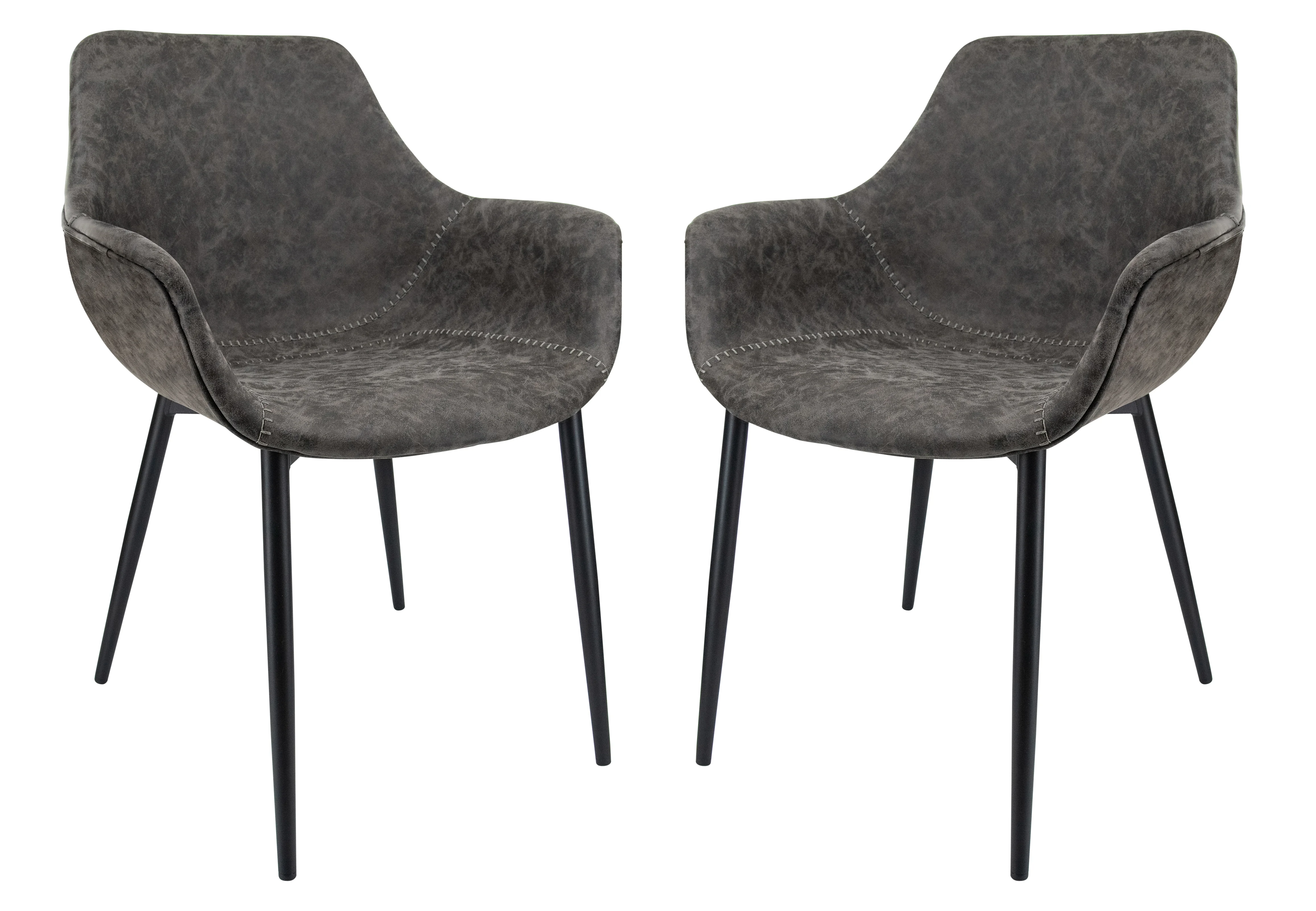Markley Modern Leather Dining Arm Chair With Metal Legs Set of 2
