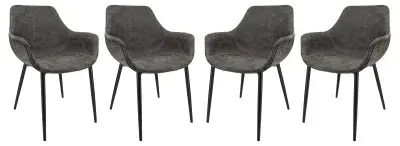 Markley Modern Leather Dining Arm Chair With Metal Legs Set of 4