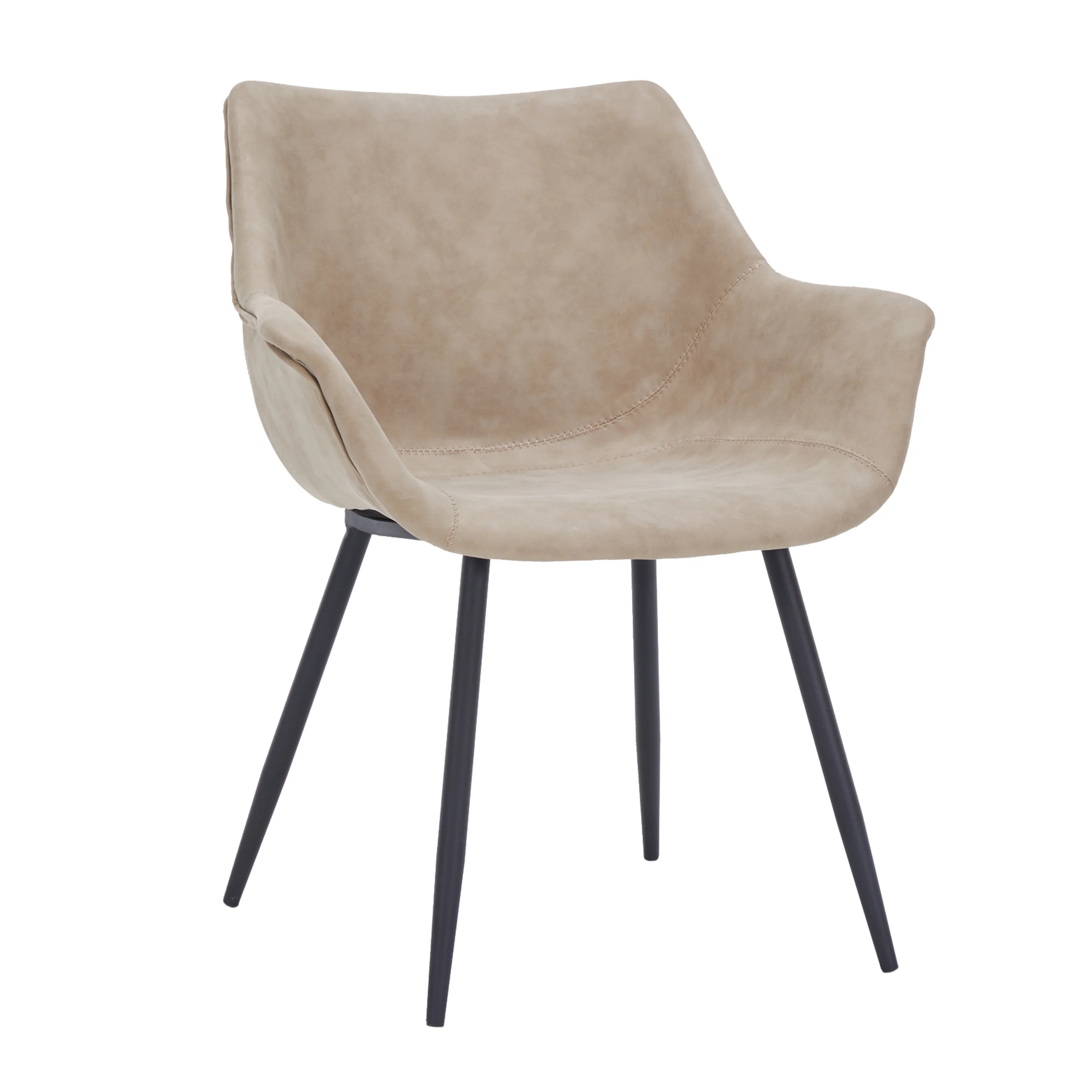 Markley Modern Leather Dining Arm Chair in Taupe