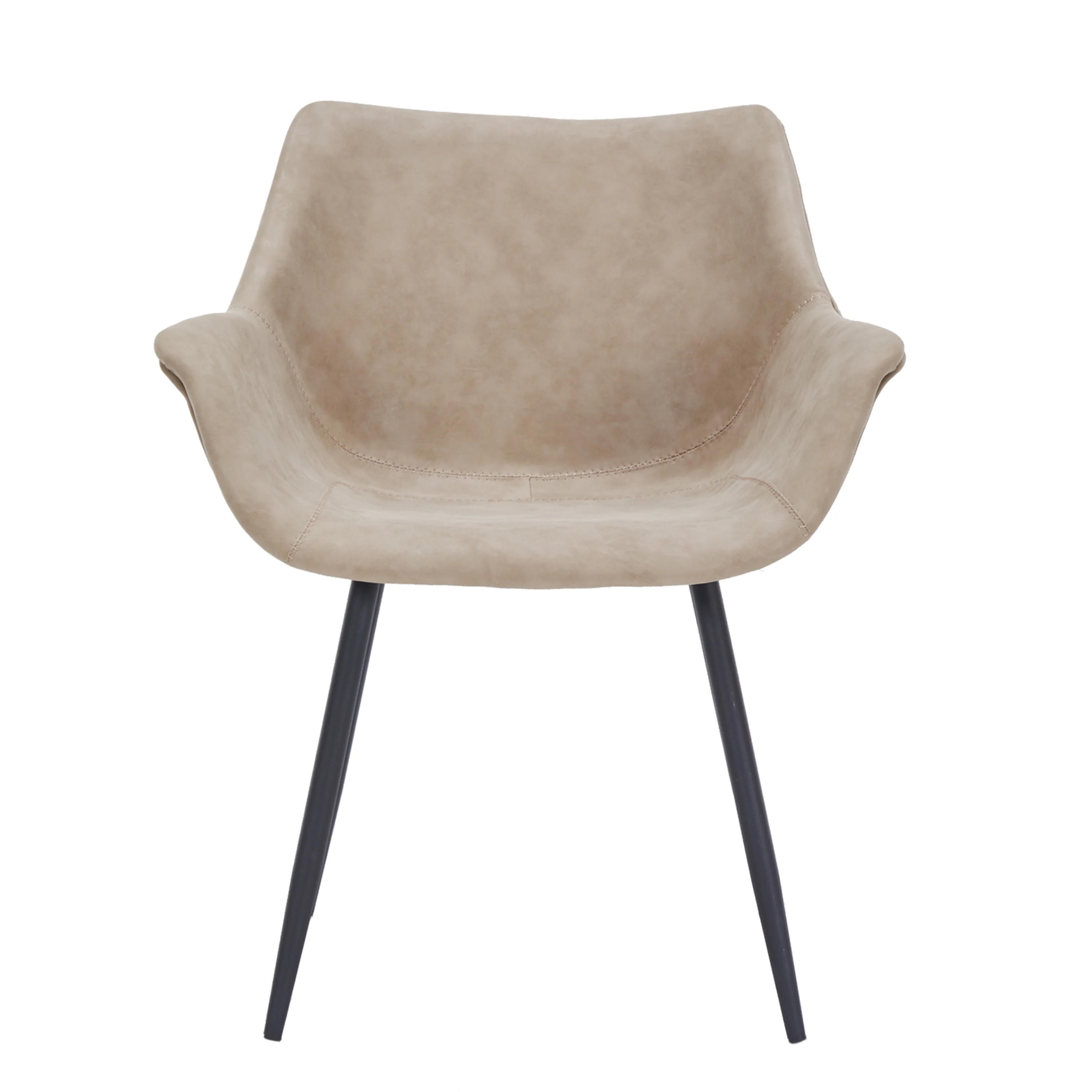 Markley Modern Leather Dining Arm Chair Set of 2 in Taupe