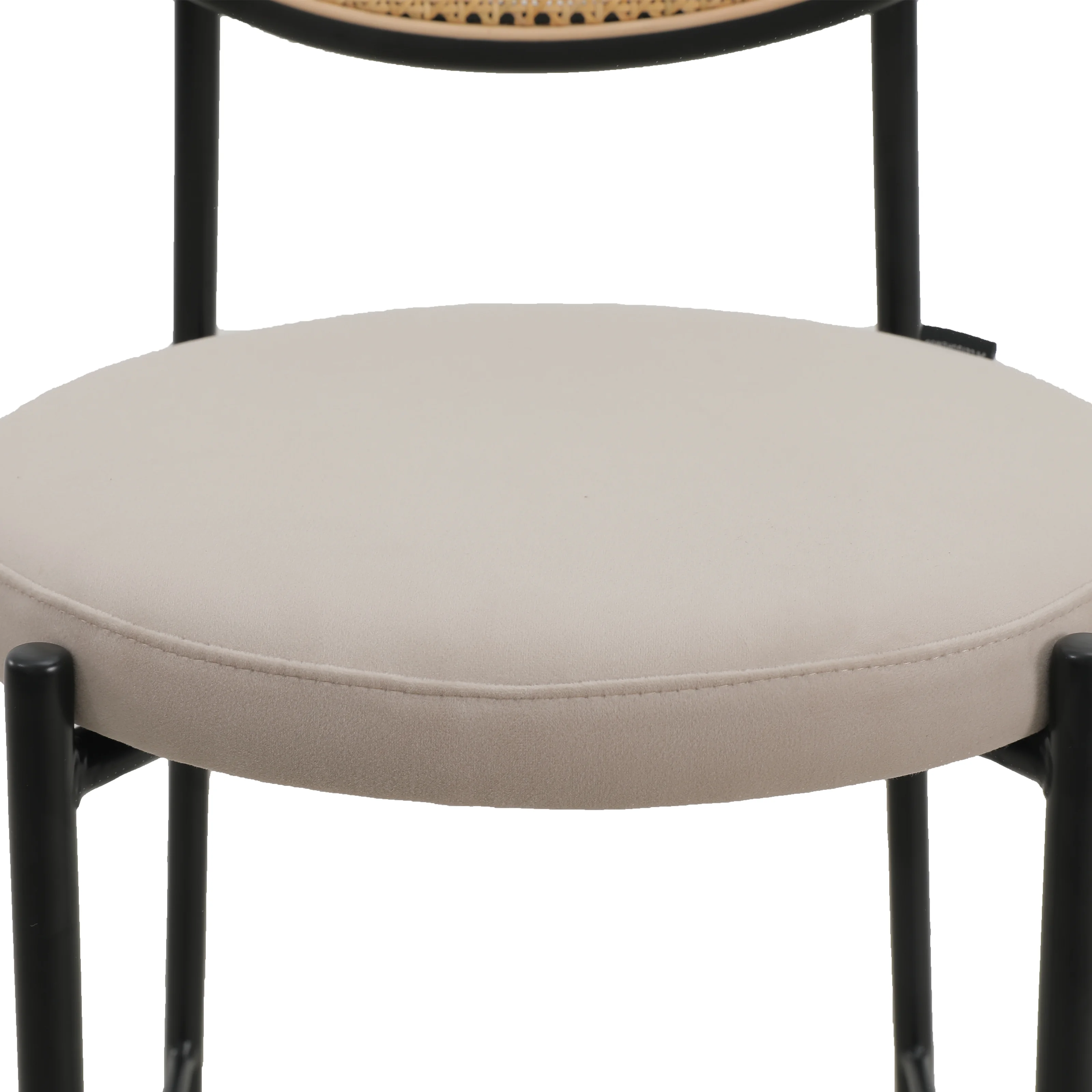 Euston Modern Wicker Bar Stool With Black Steel Frame in Beige