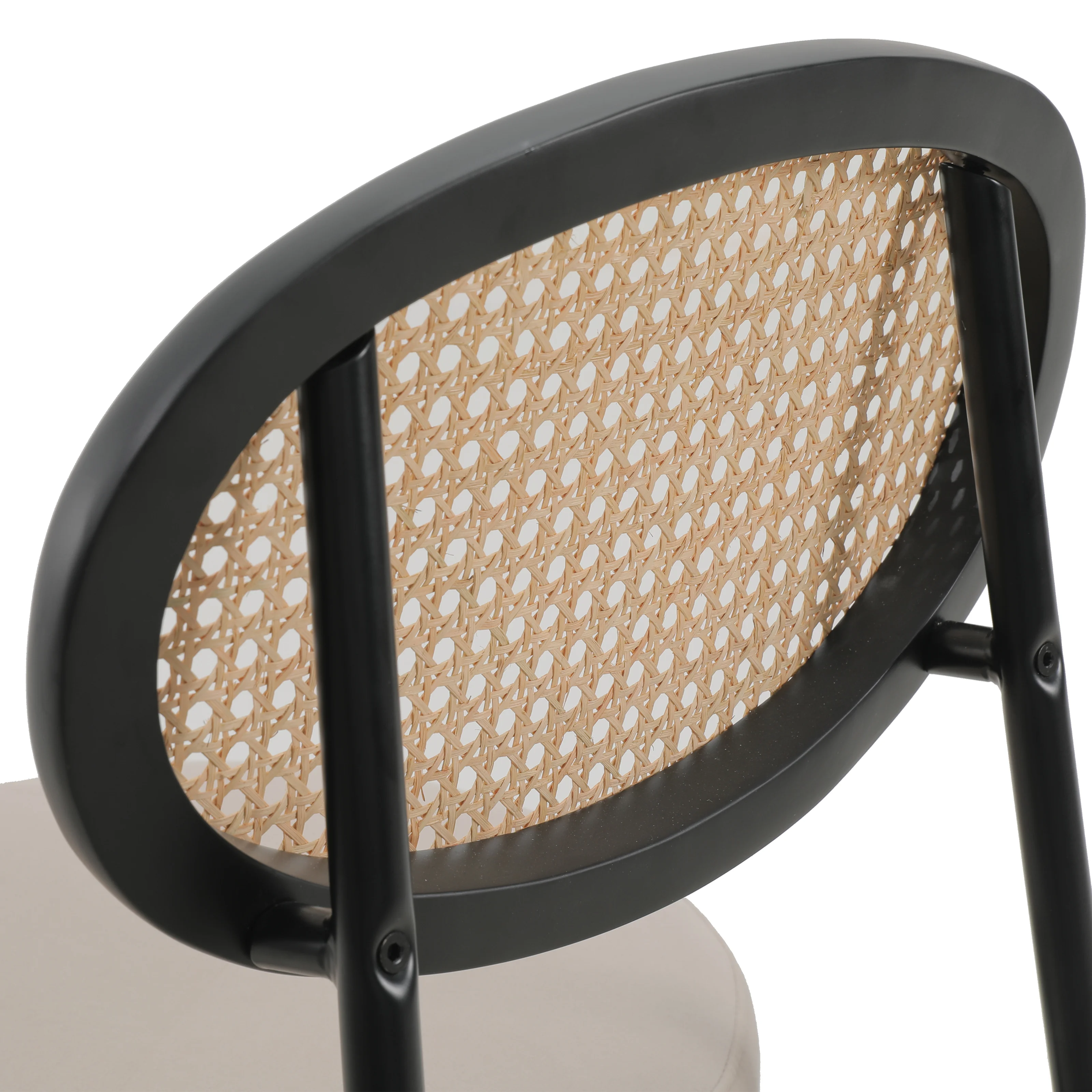 Euston Modern Wicker Bar Stool With Black Steel Frame, Set of 2 in Beige