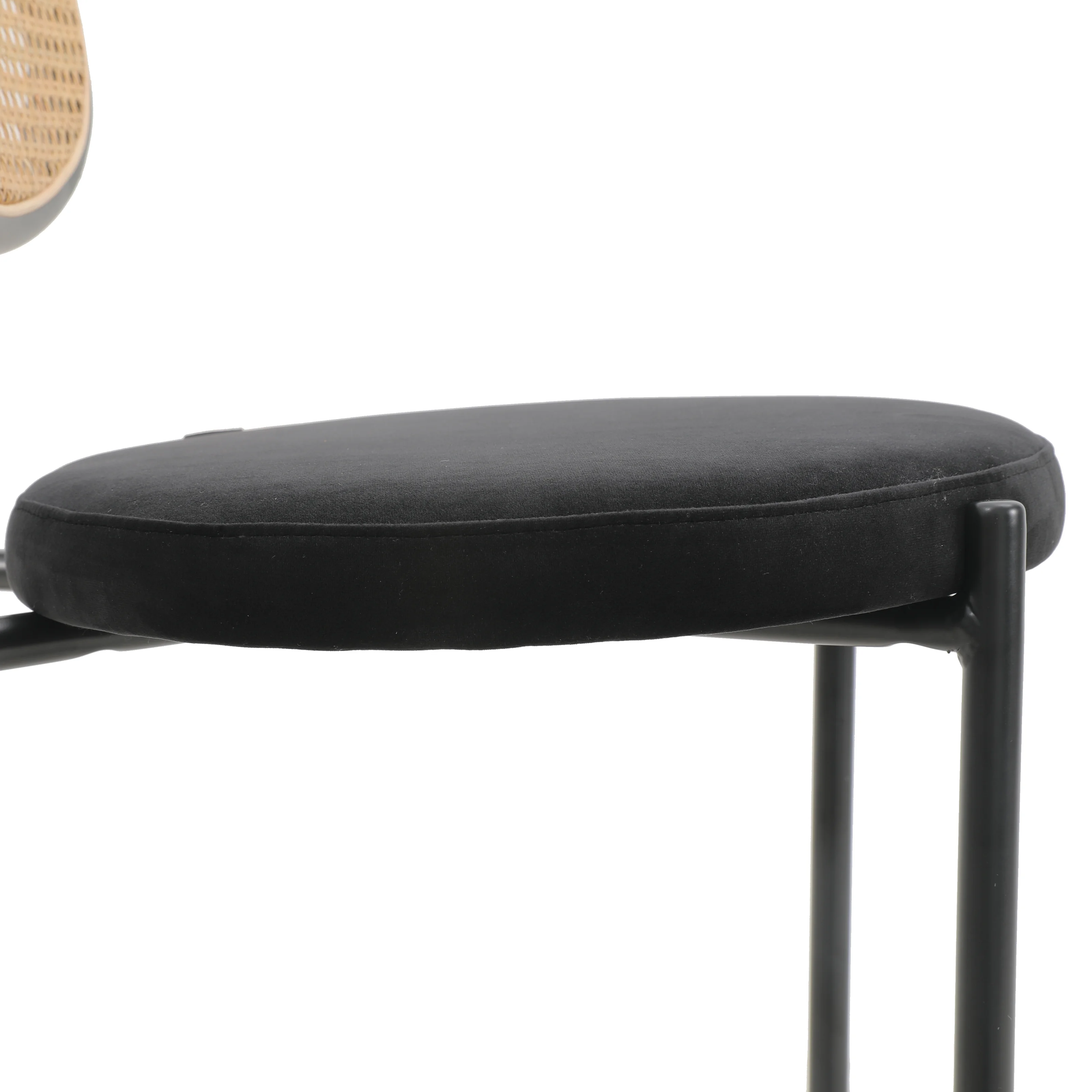 Euston Modern Wicker Bar Stool With Black Steel Frame in Black