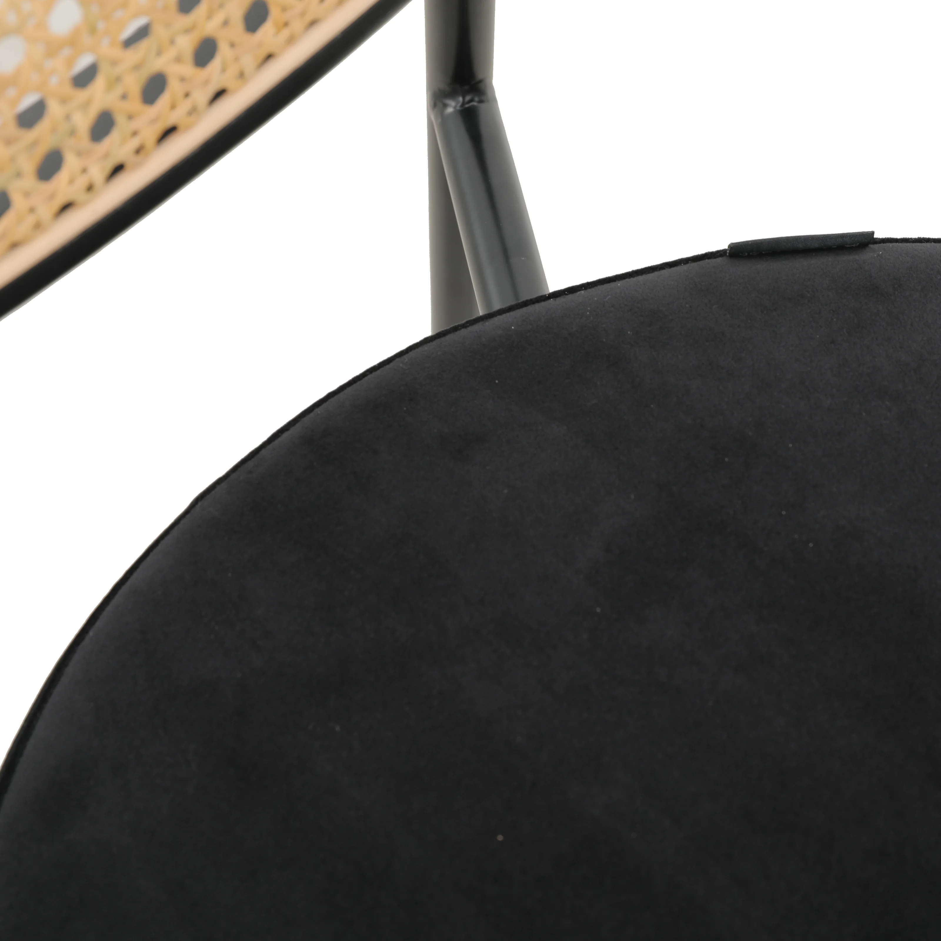 Euston Modern Wicker Bar Stool With Black Steel Frame in Black