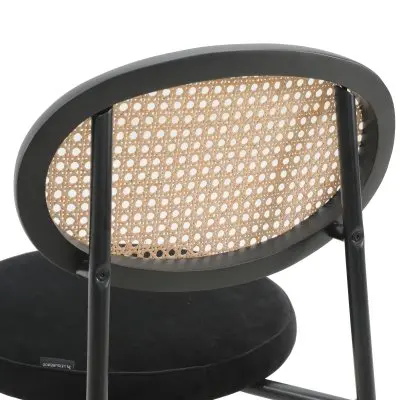 Euston Modern Wicker Bar Stool With Black Steel Frame in Black