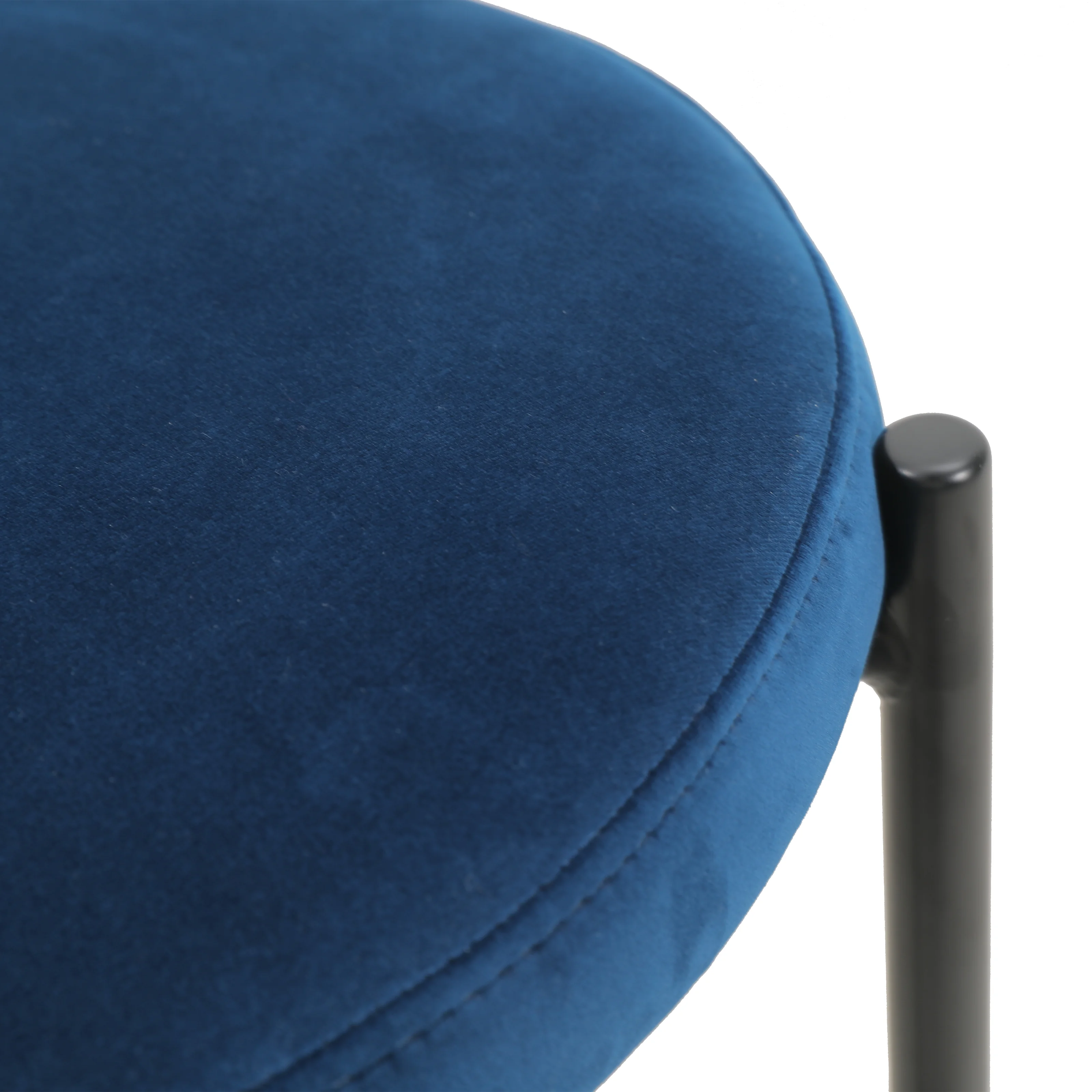 Euston Modern Wicker Bar Stool With Black Steel Frame in Navy Blue