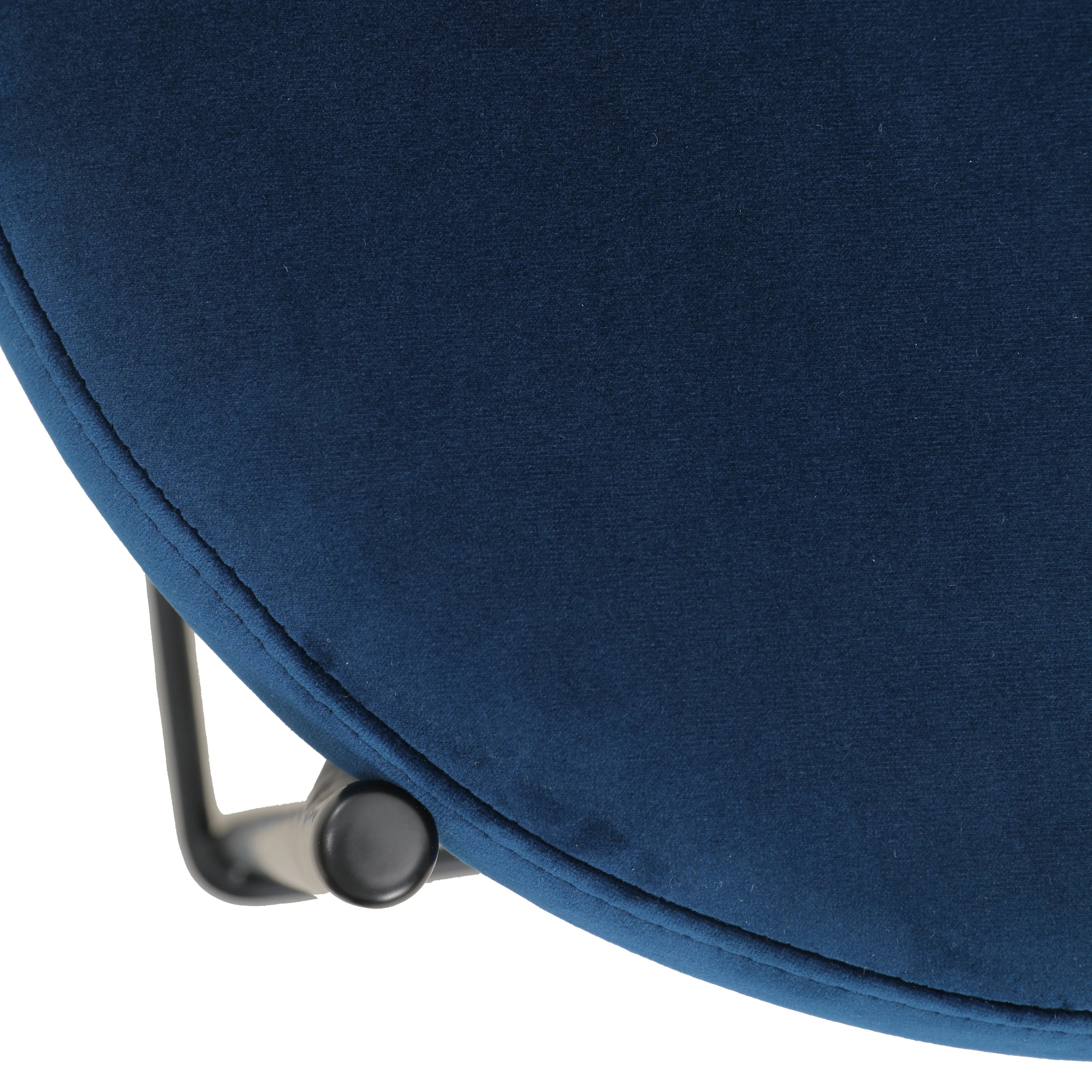 Euston Modern Wicker Bar Stool With Black Steel Frame, Set of 2 in Navy Blue