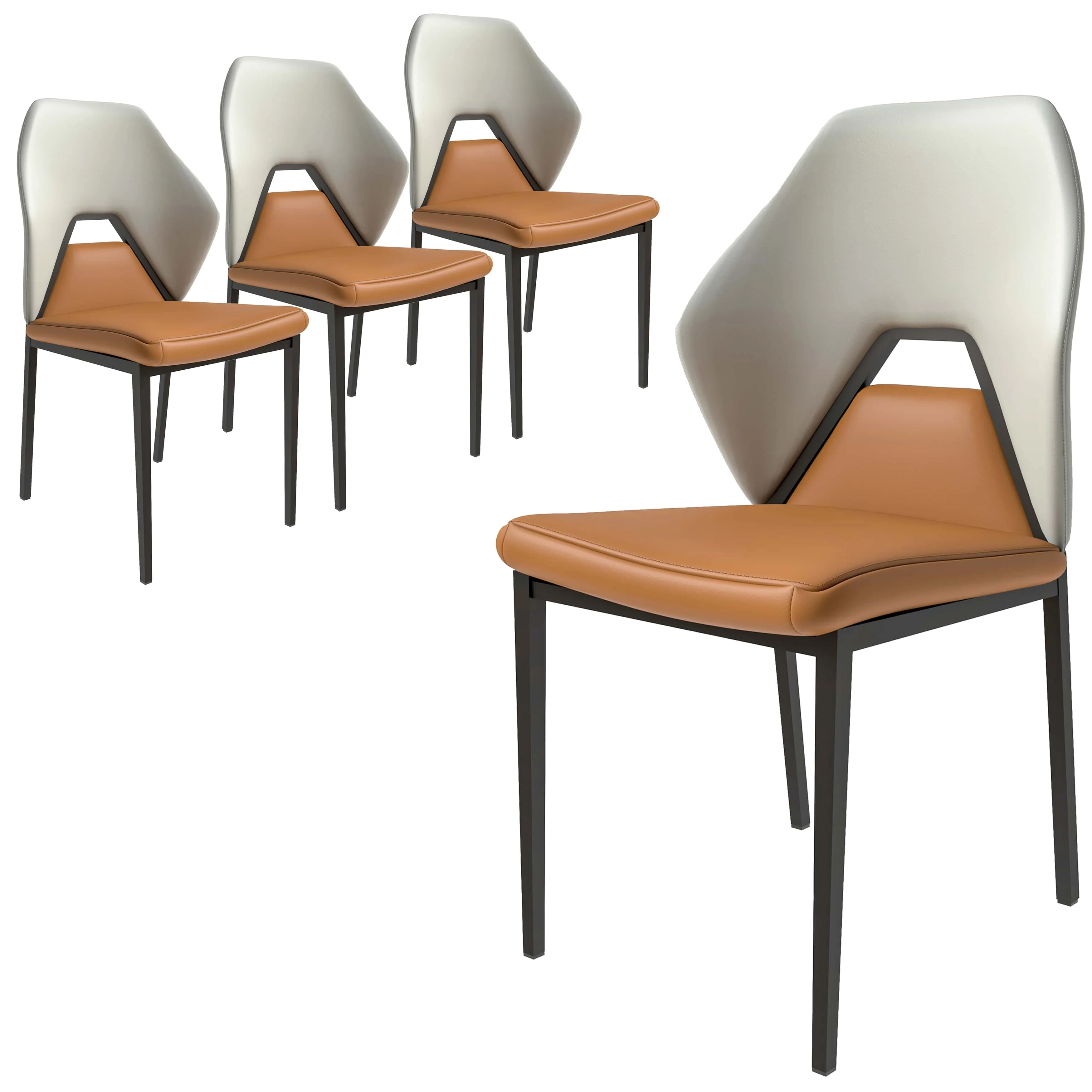 Eclat collection Modern Dining Chair in Brown Set of 4