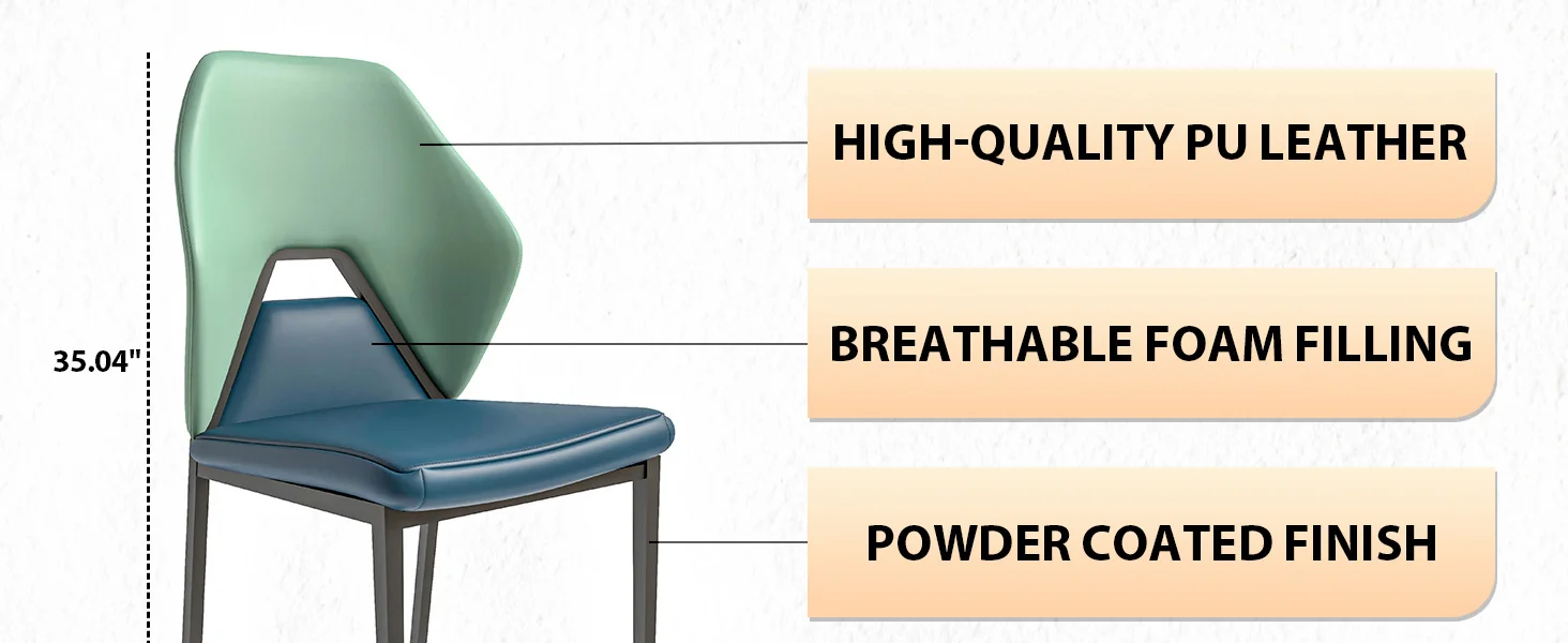 Eclat collection Modern Dining Chair in Green Blue Set of 4