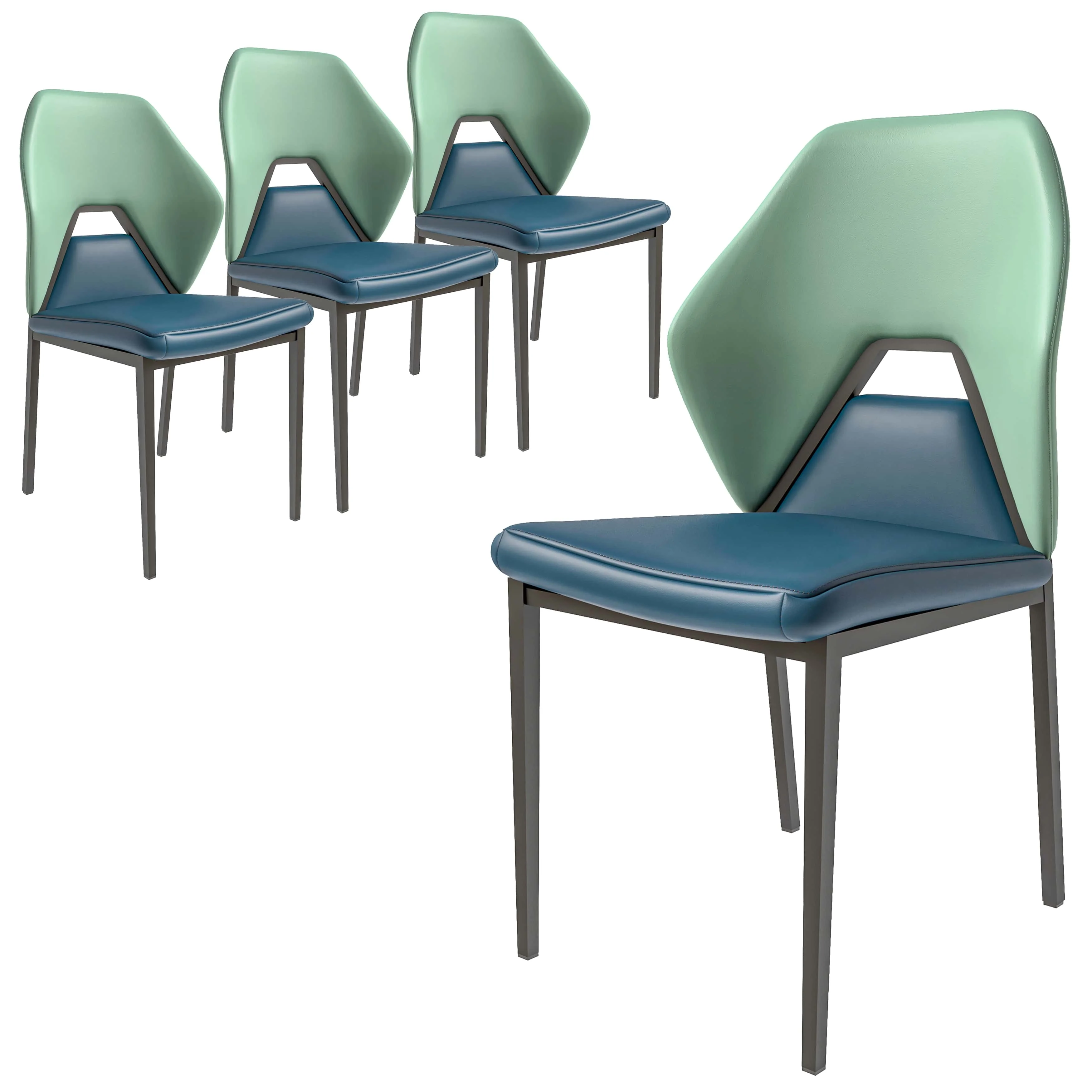 Eclat collection Modern Dining Chair in Green Blue Set of 4
