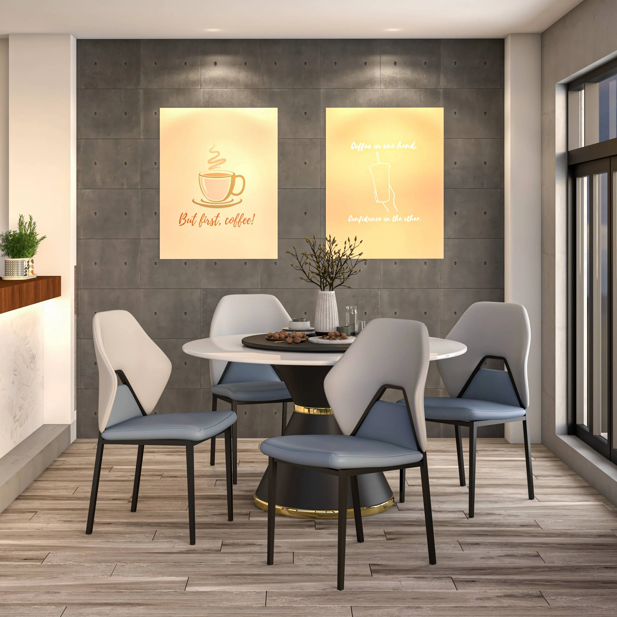 Eclat collection Modern Dining Chair in Grey Set of 4