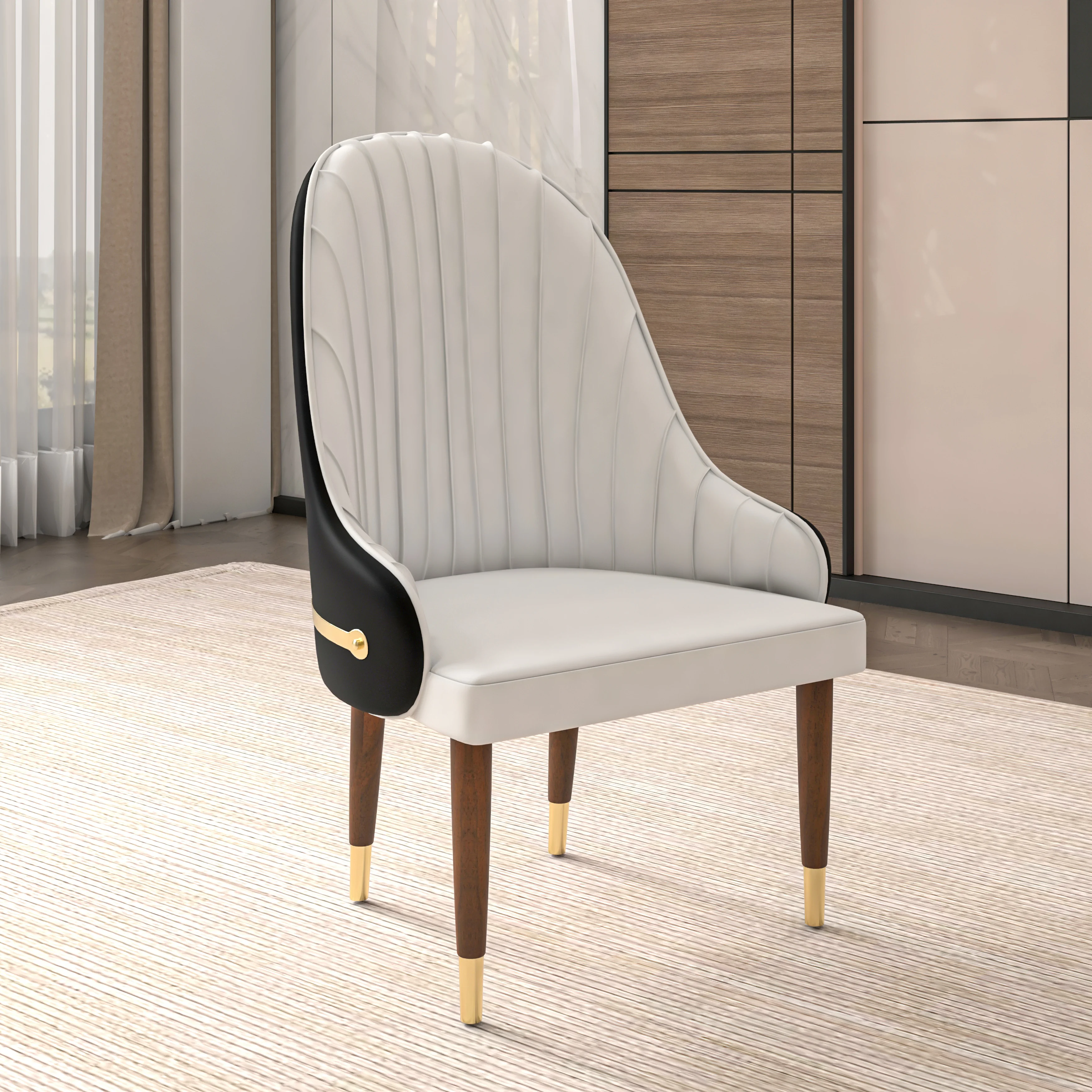 Elara Collection Wooden Dining Chair in Black/White