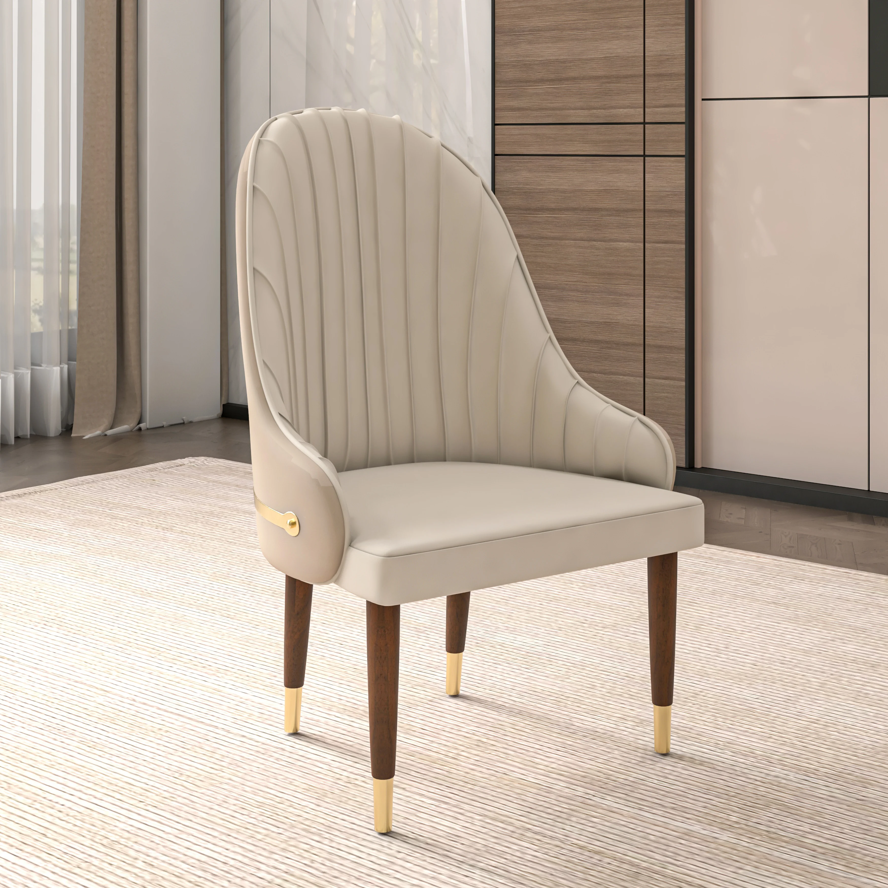 Elara Collection Wooden Dining Chair in Cream