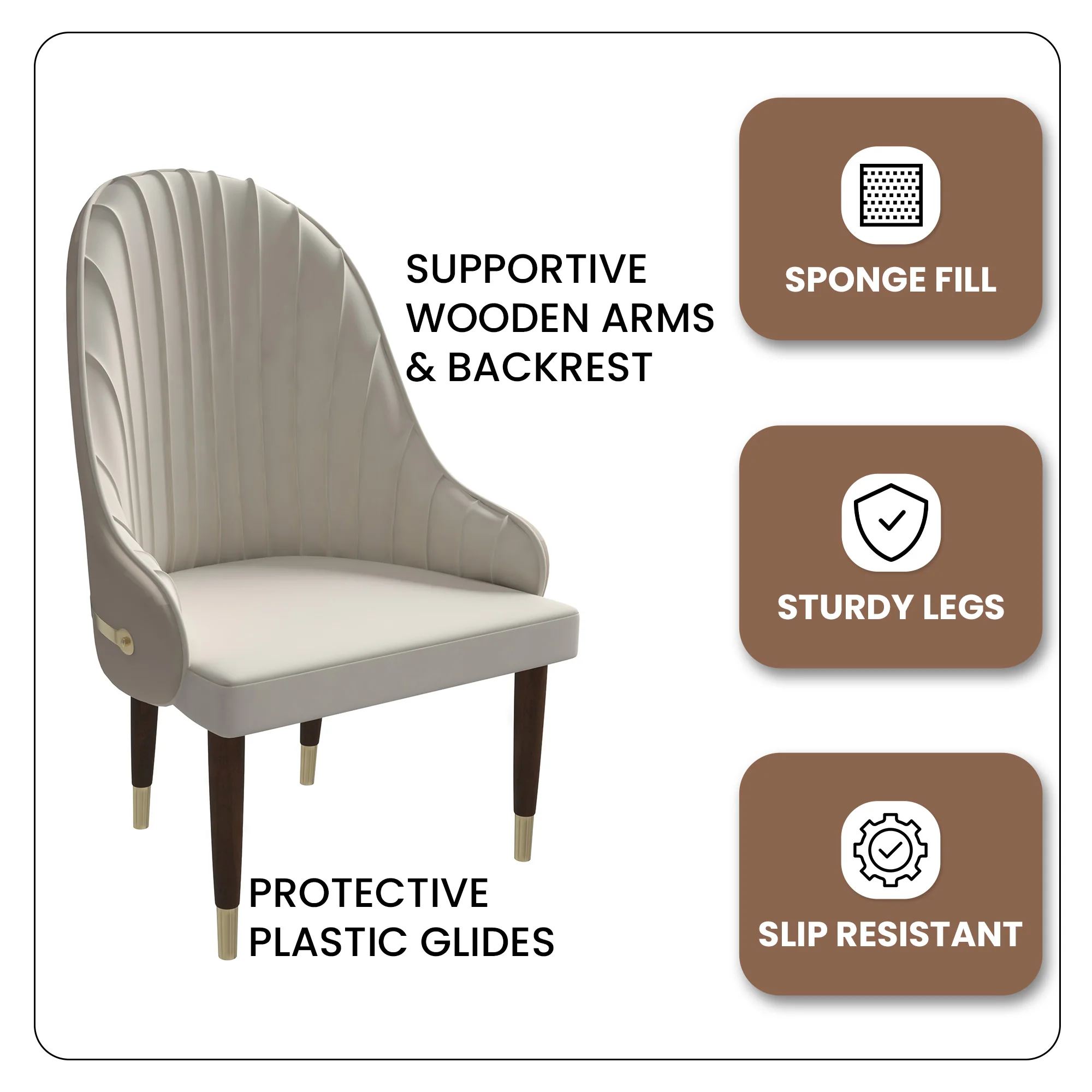 Elara Collection Wooden Dining Chair in Cream