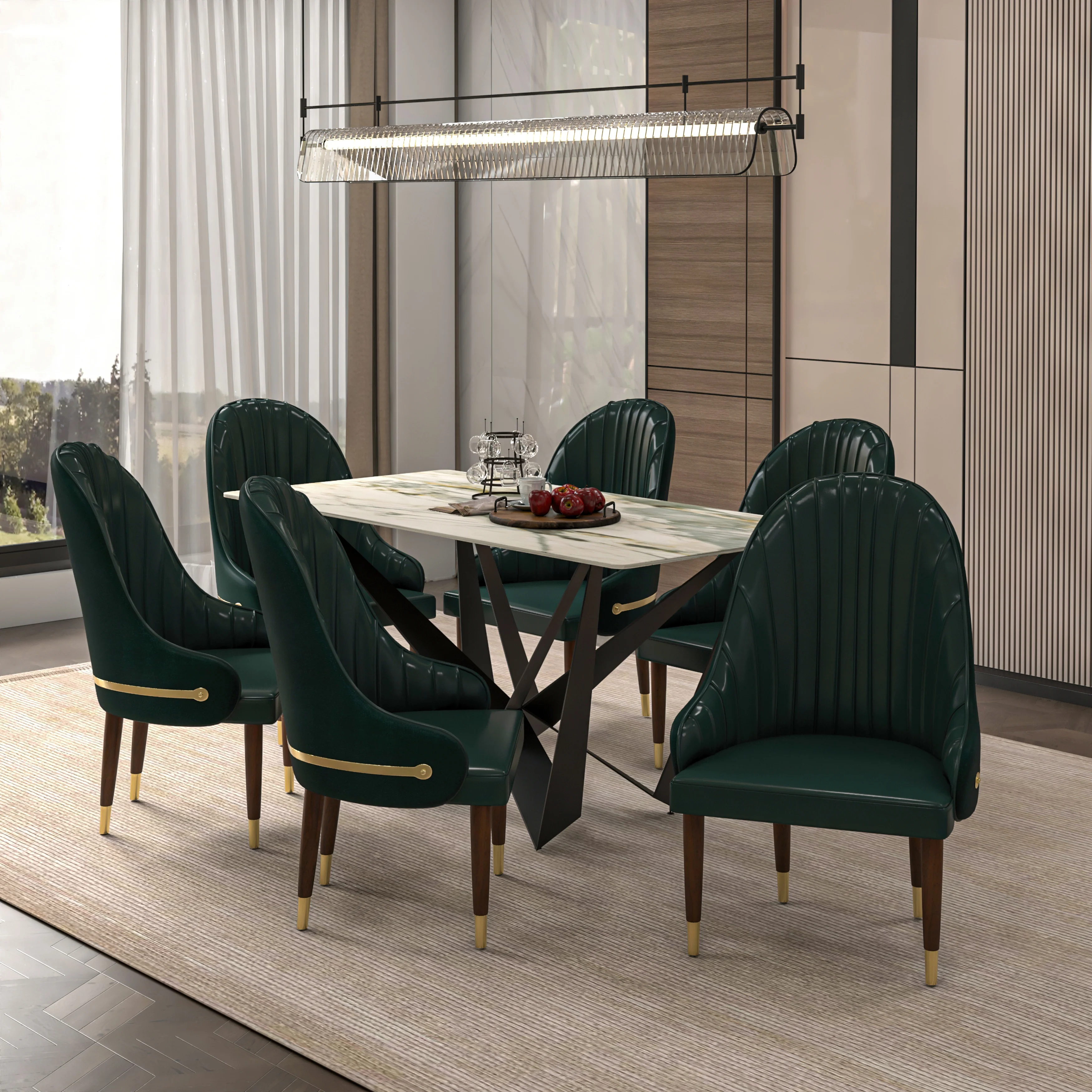Elara Collection Wooden Dining Chair in Two-Tone Green