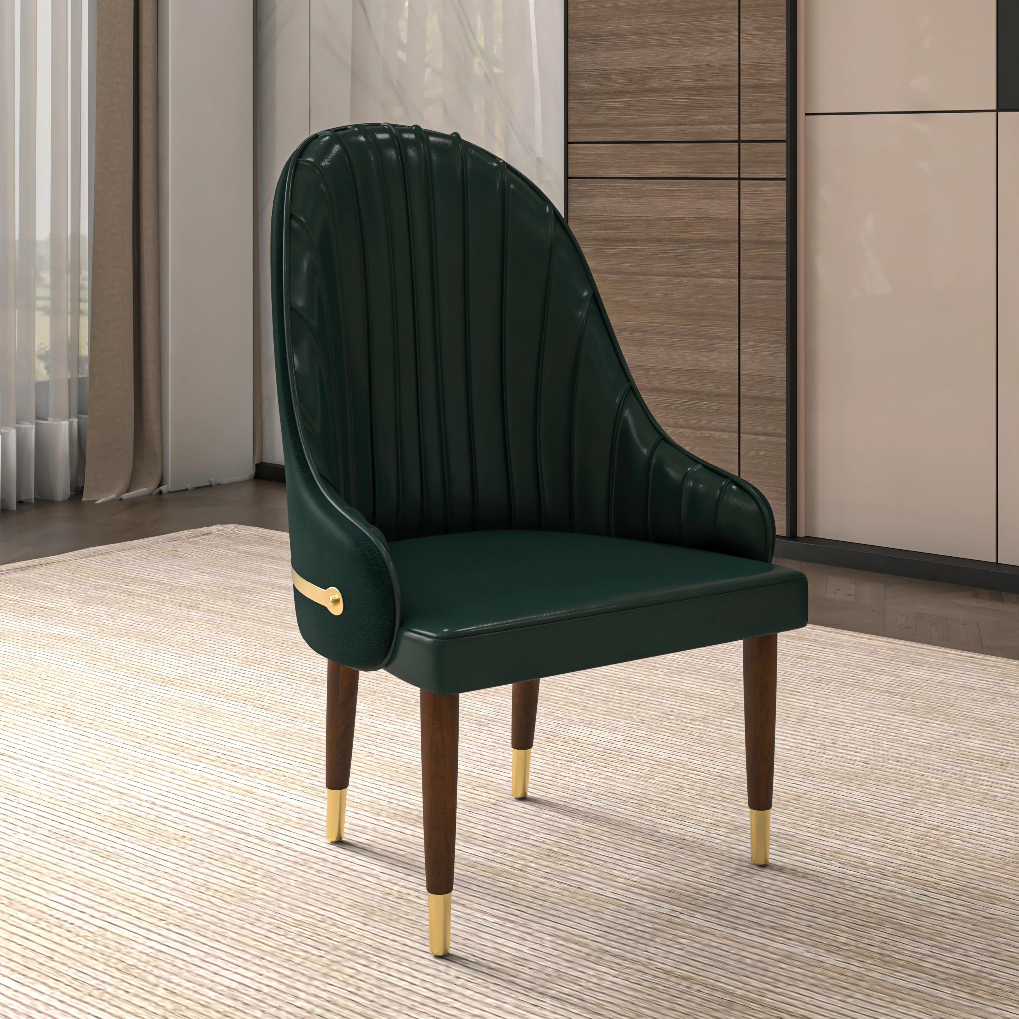 Elara Collection Wooden Dining Chair in Two-Tone Green Set of 2