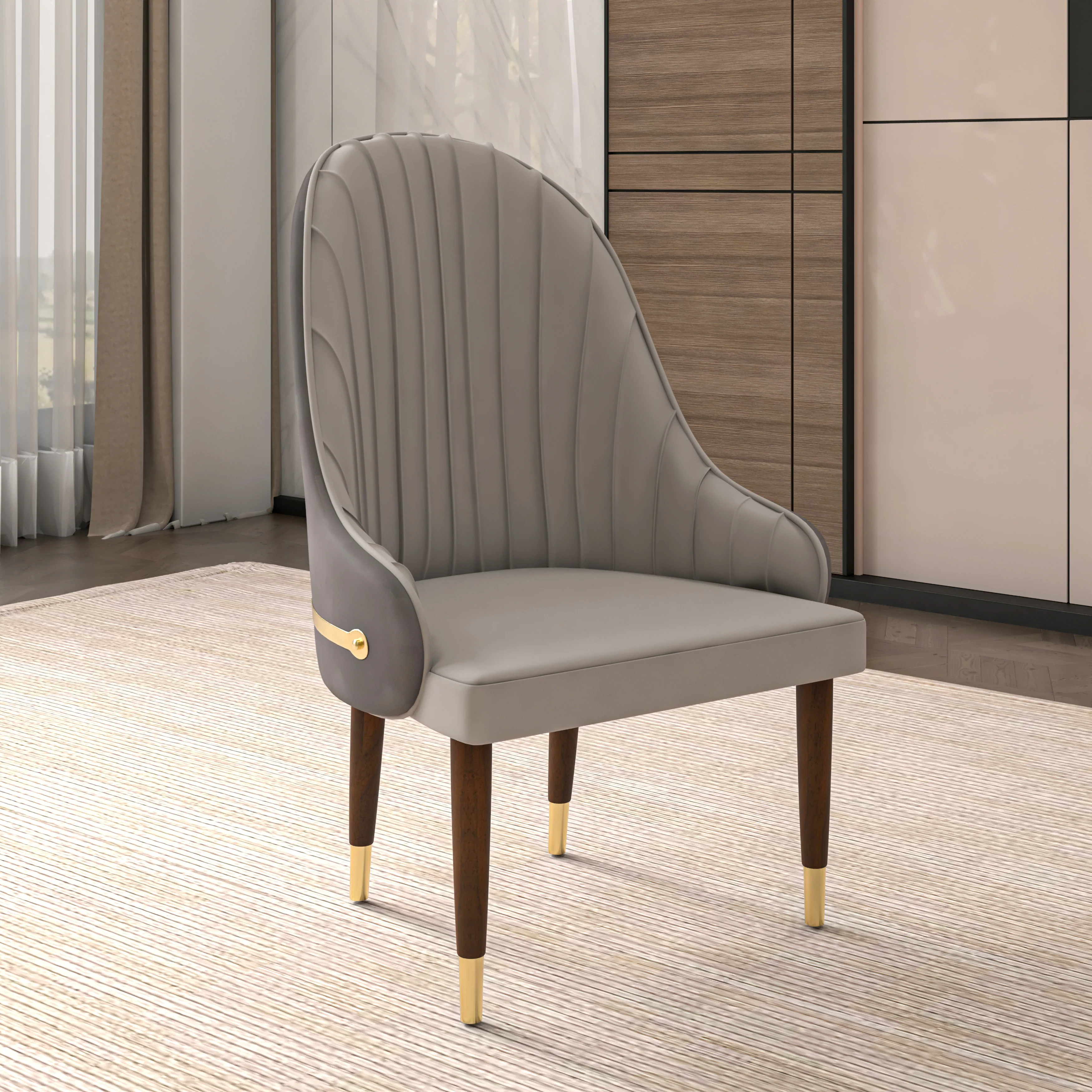 Elara Collection Wooden Dining Chair in Two-Tone Grey