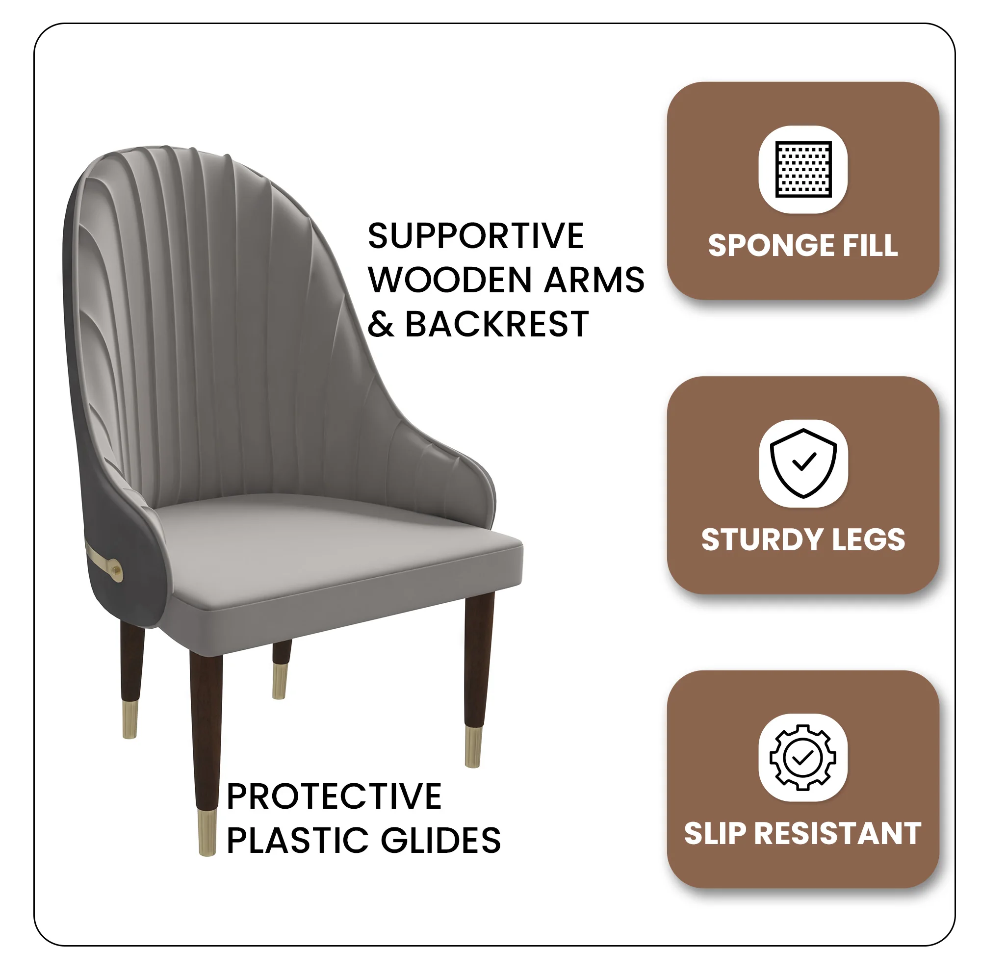 Elara Collection Wooden Dining Chair in Two-Tone Grey Set of 2