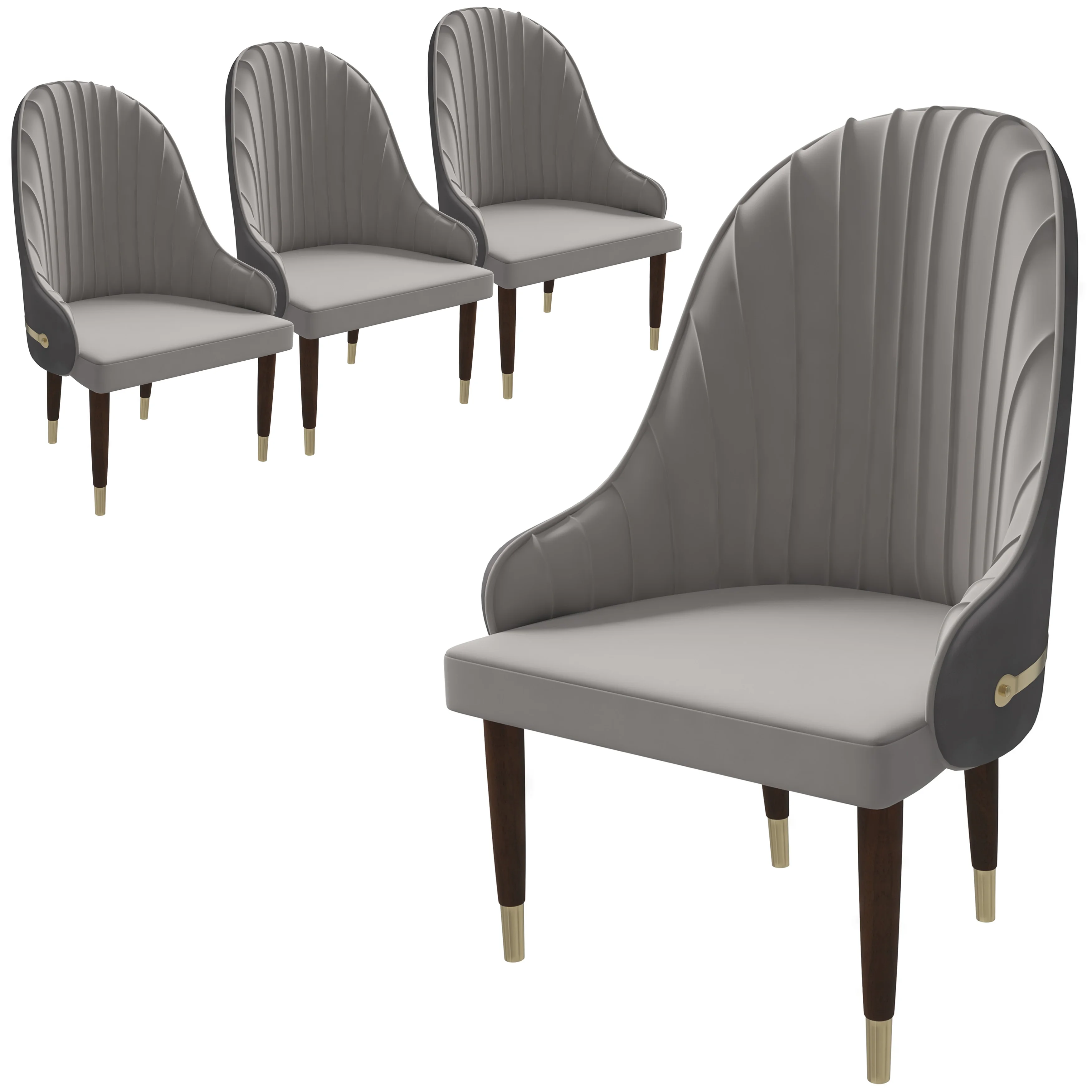 Elara Collection Wooden Dining Chair in Two-Tone Grey Set of 4