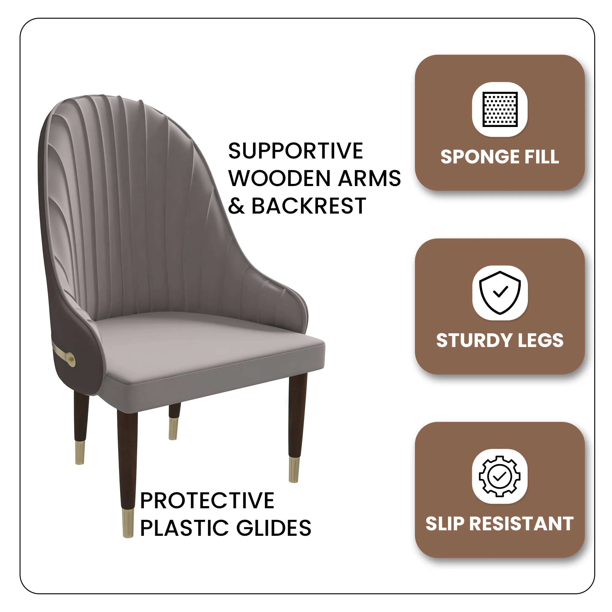 Elara Collection Wooden Dining Chair in Two-Tone Toupe Set of 4