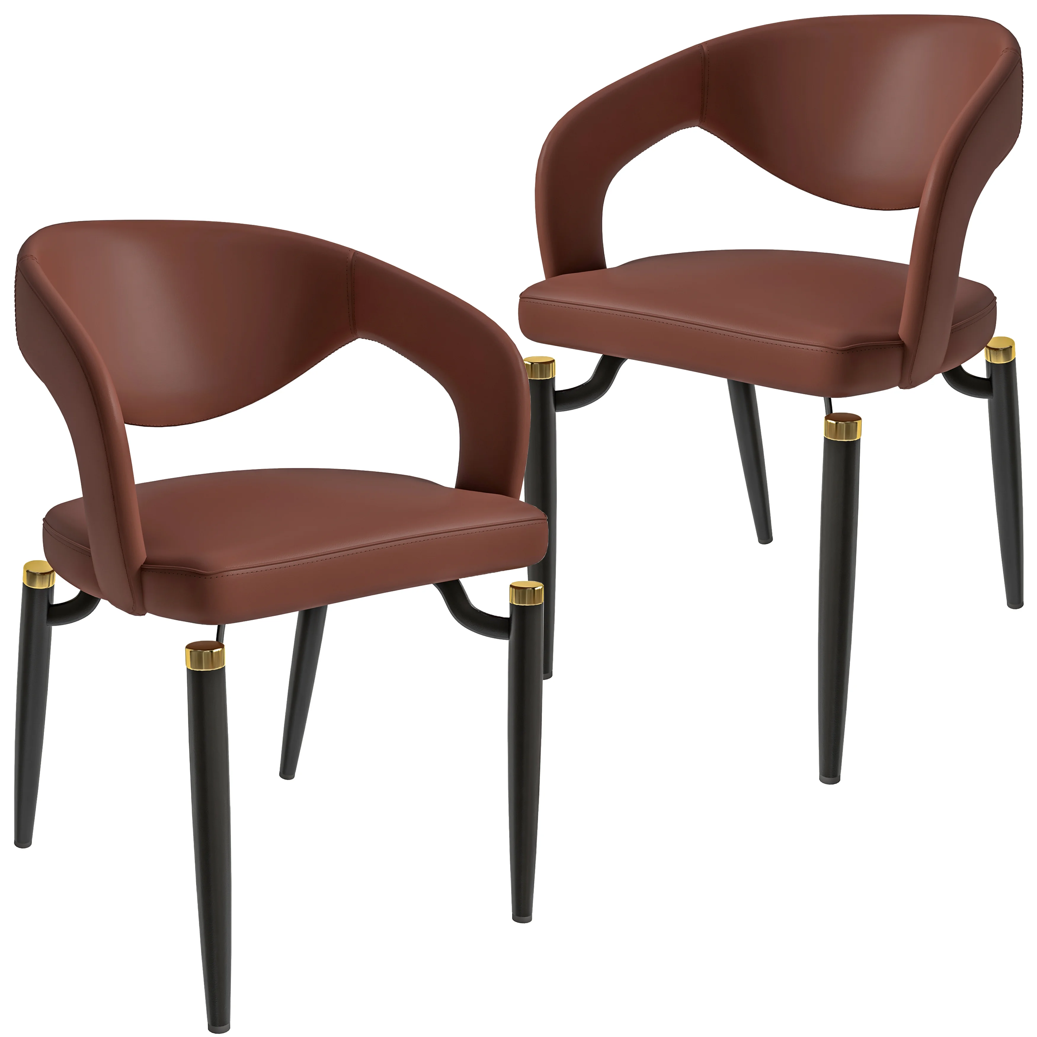 Entice Collection Modern Dining Chair Set of 2 in Brown