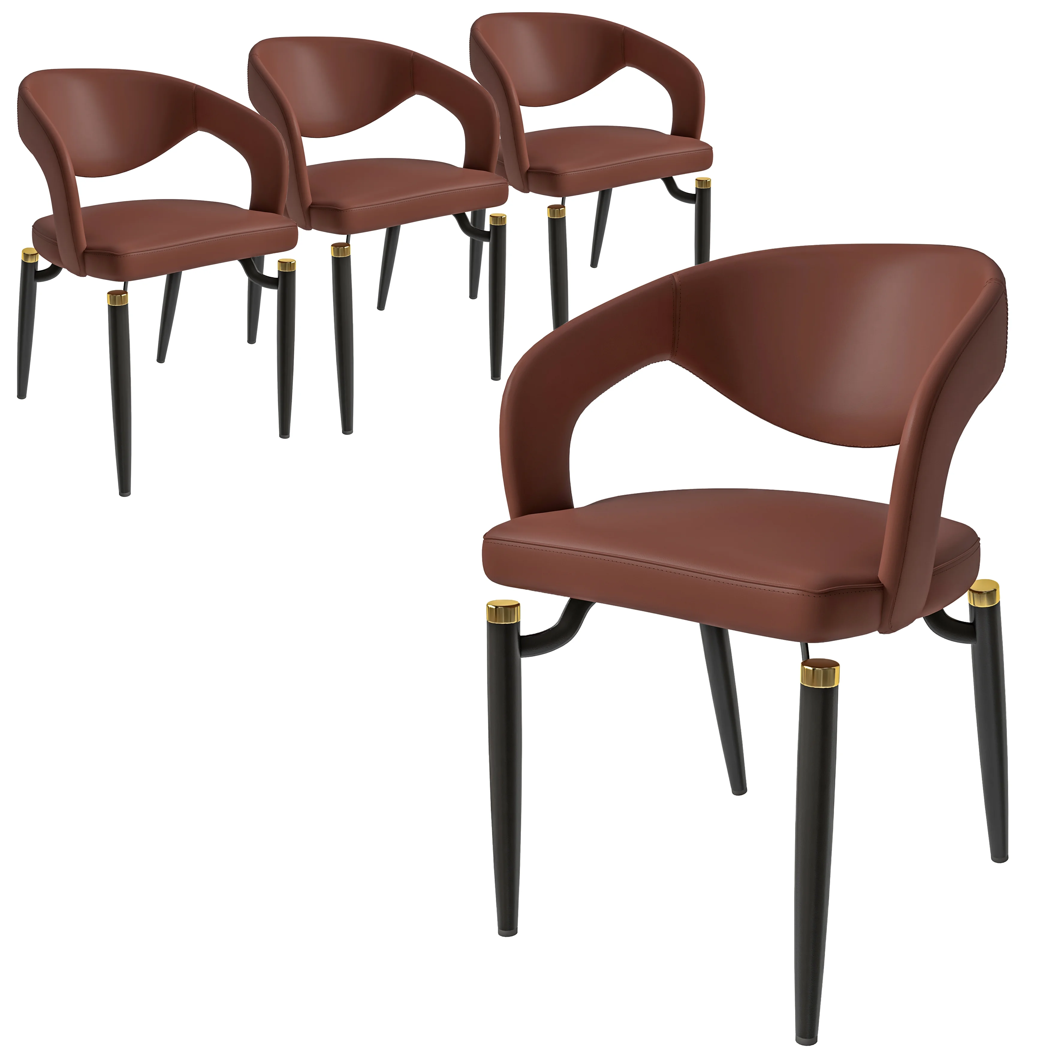 Entice Collection Modern Dining Chair Set of 4 in Brown