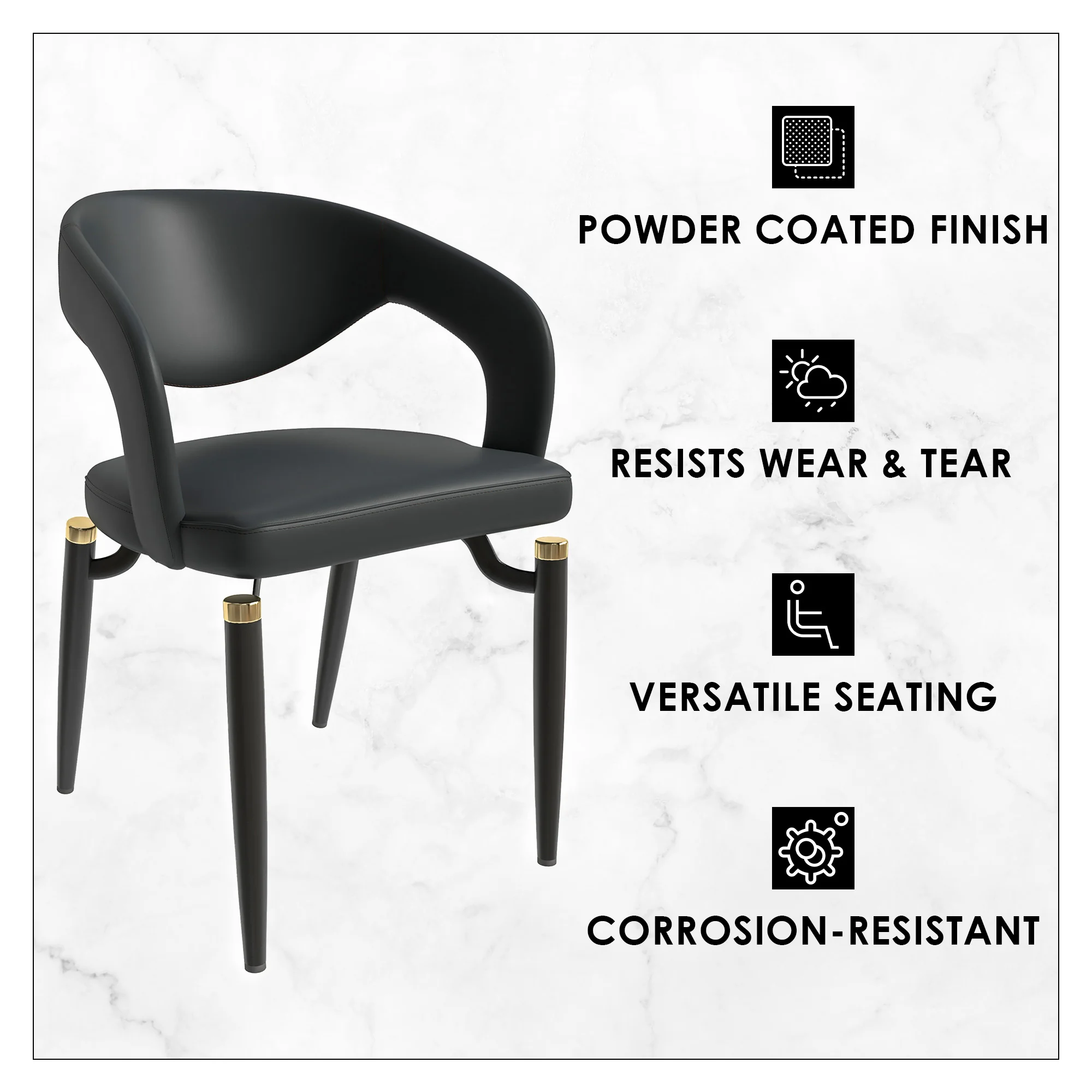 Entice Collection Modern Dining Chair Set of 2 in Charcoal Black