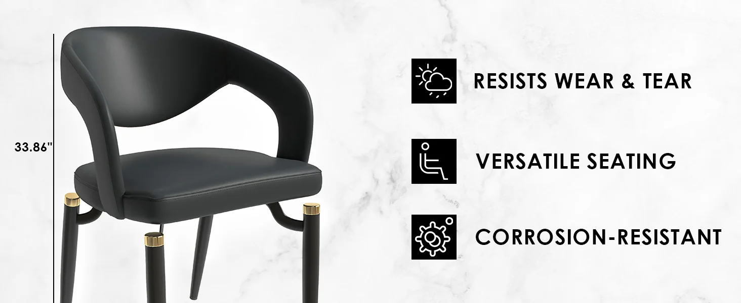 Entice Collection Modern Dining Chair Set of 4 in Charcoal Black