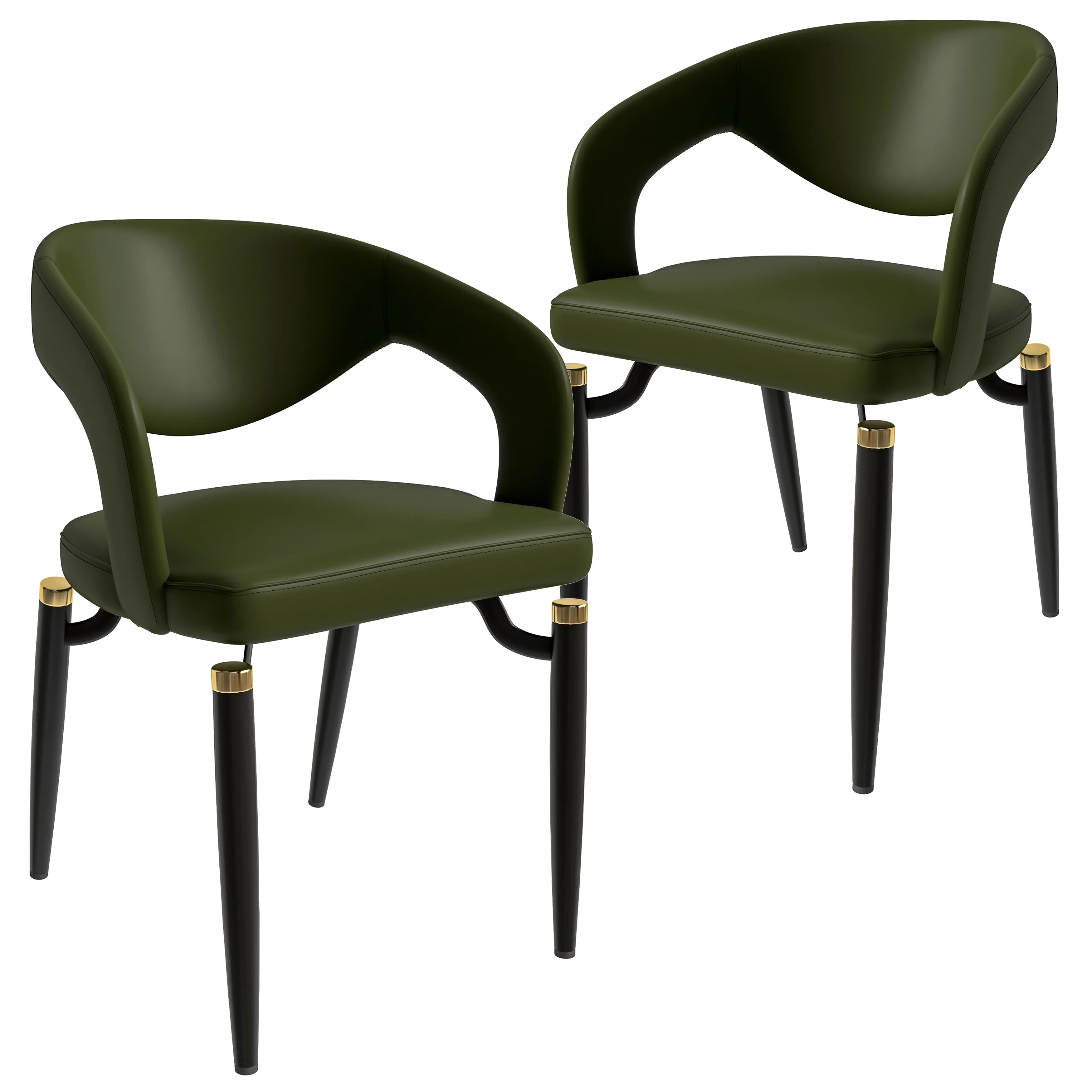 Entice Collection Modern Dining Chair Set of 2 in Green