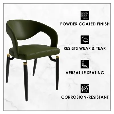 Entice Collection Modern Dining Chair Set of 2 in Green