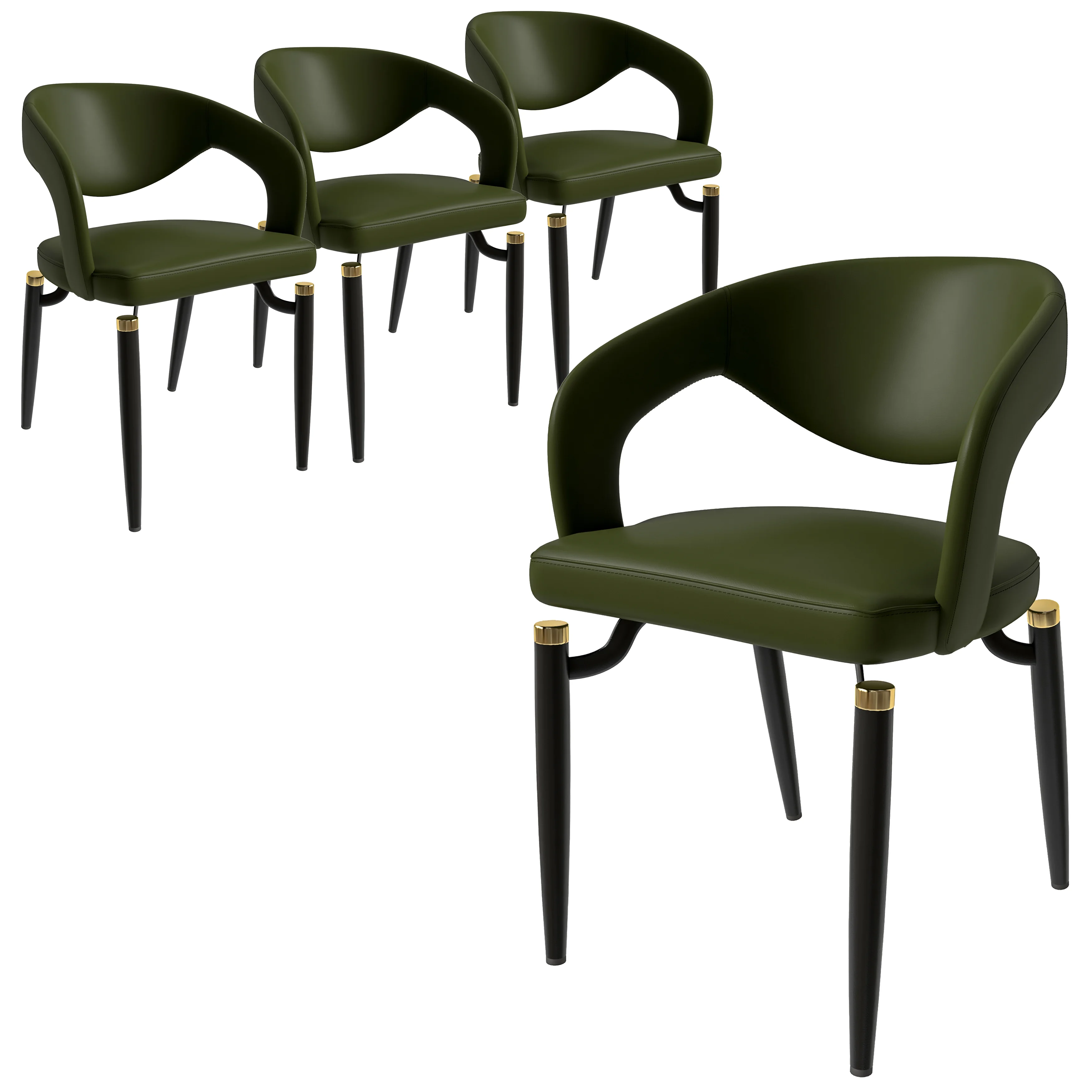 Entice Collection Modern Dining Chair Set of 4 in Green