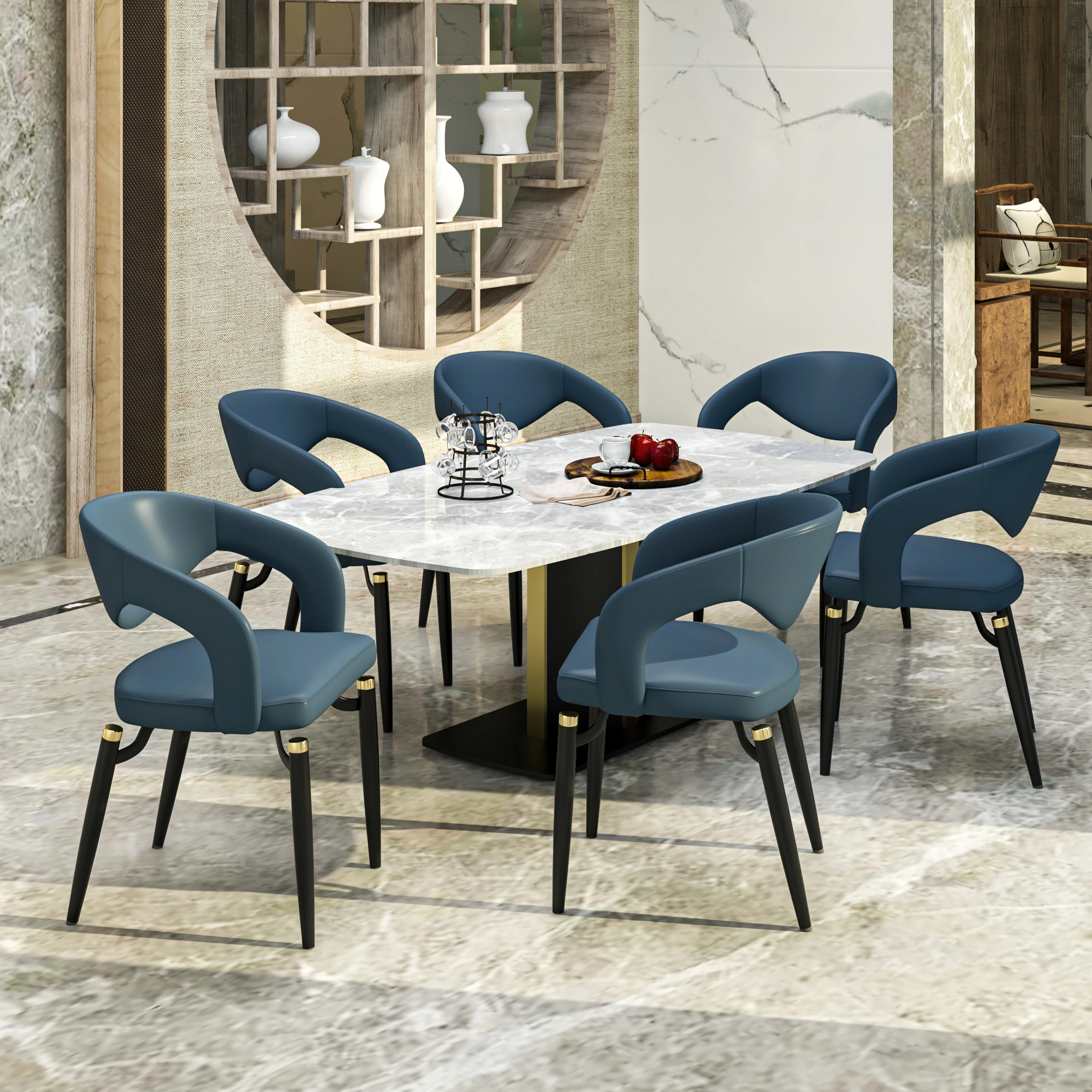 Entice Collection Modern Dining Chair Set of 4 in Blue