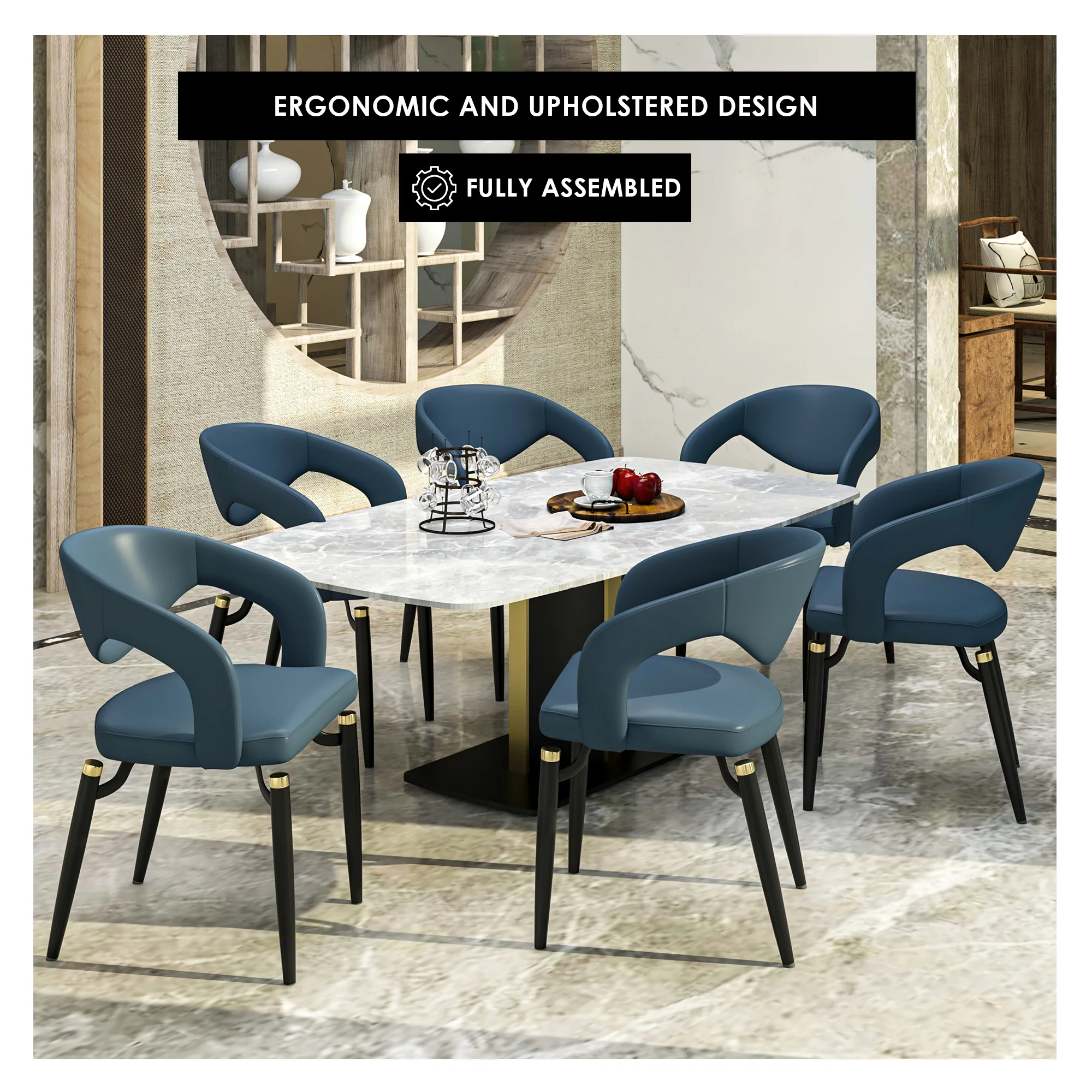 Entice Collection Modern Dining Chair in Blue